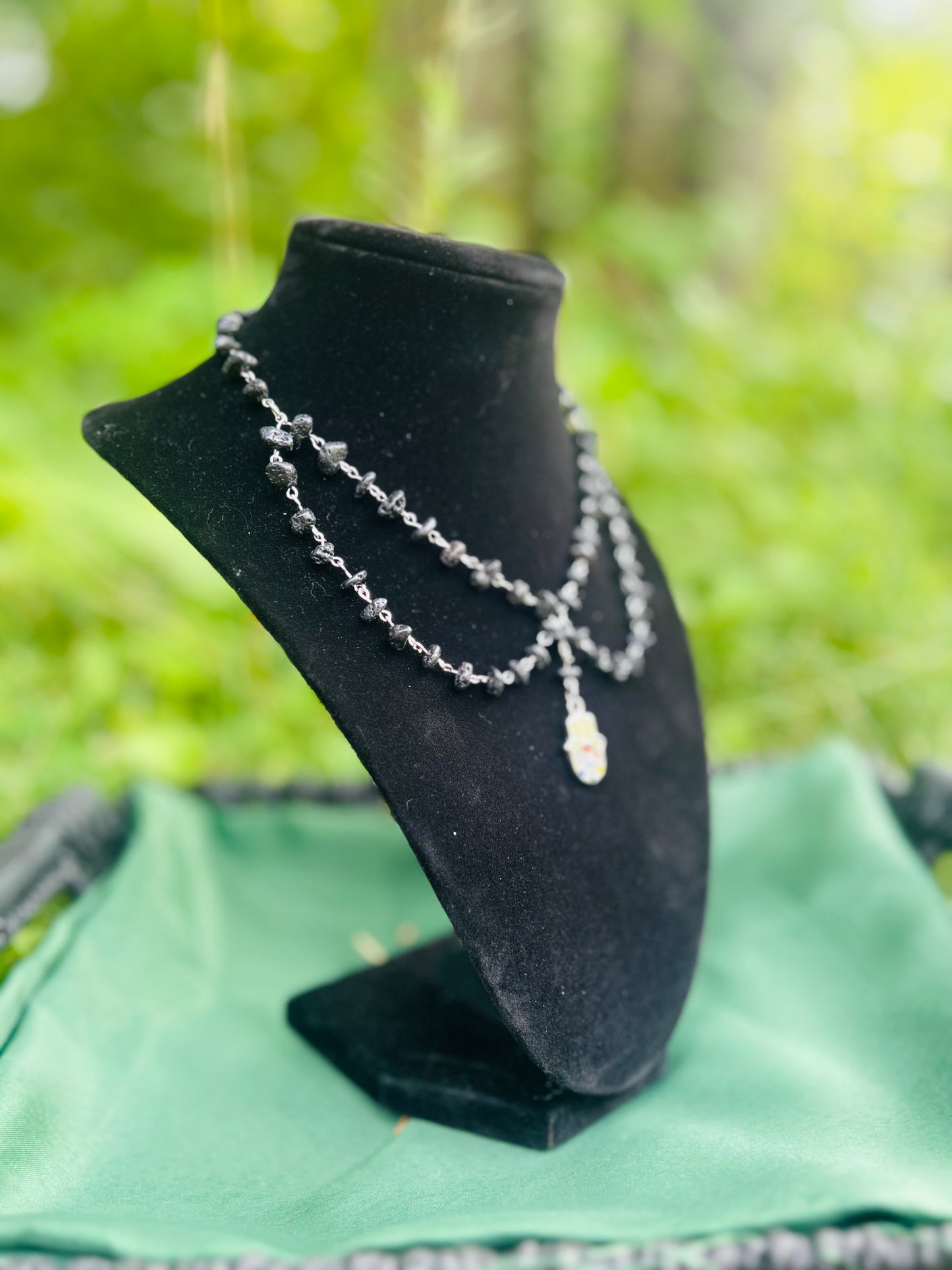 Handmade Black Lava Rock Necklace!