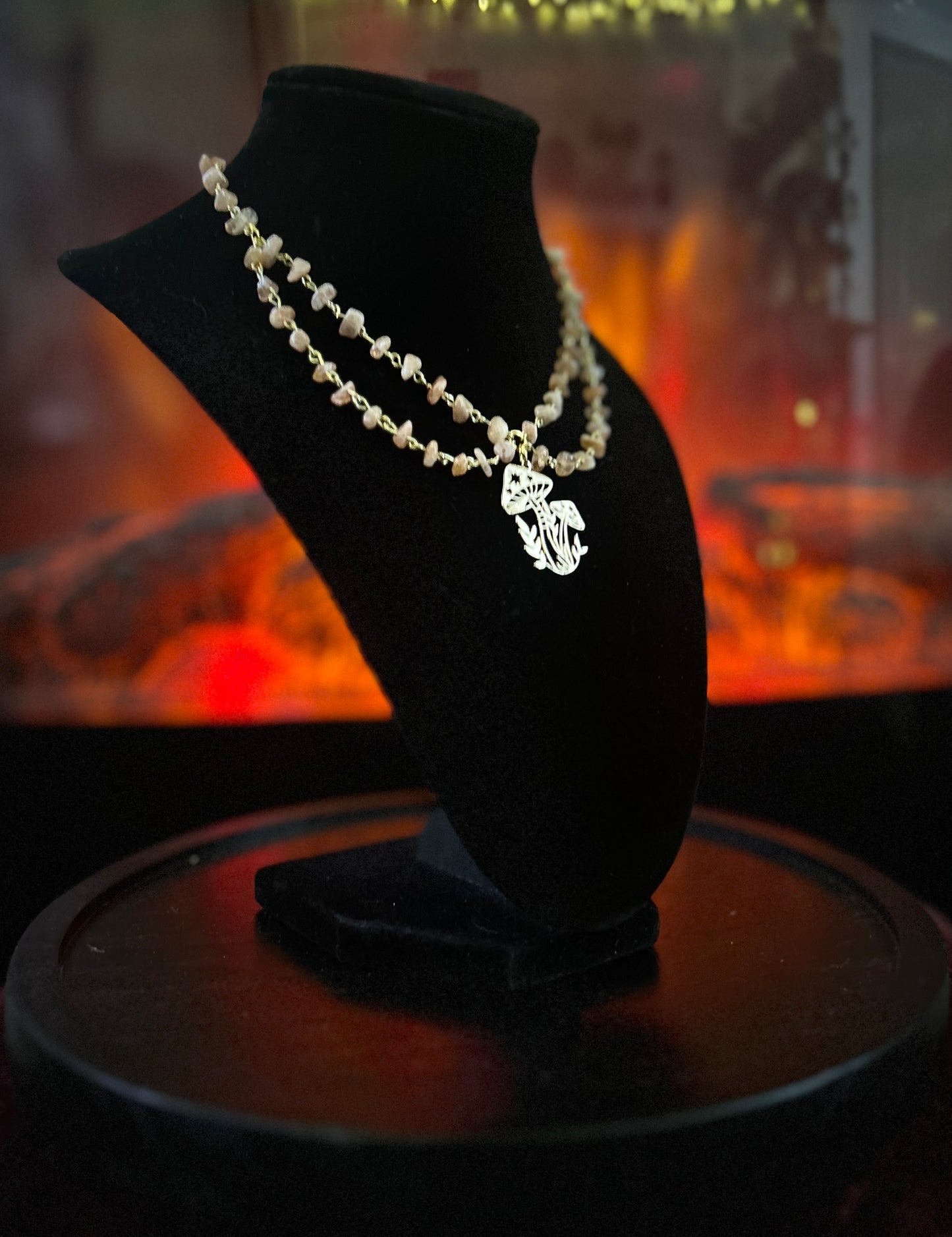 Golden Sunstone Mushroom Necklace!