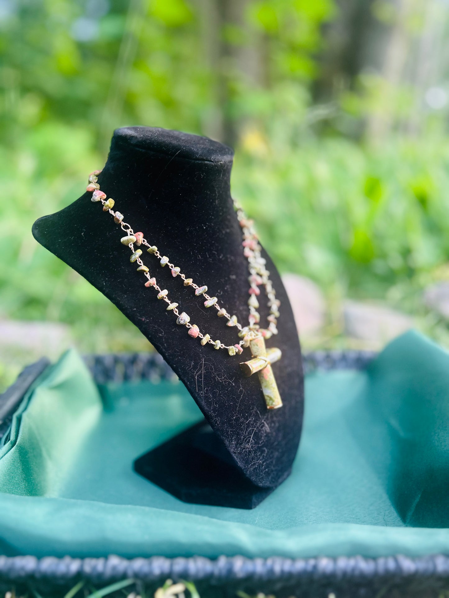 Handmade Gold Unakite Necklace
