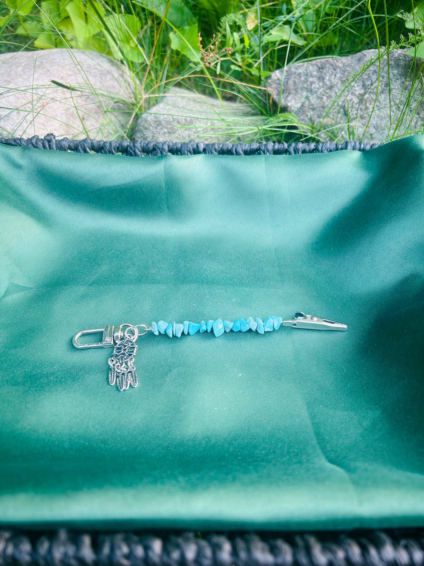 Handmade Gemstone Roach/Card Clip Key Chain!