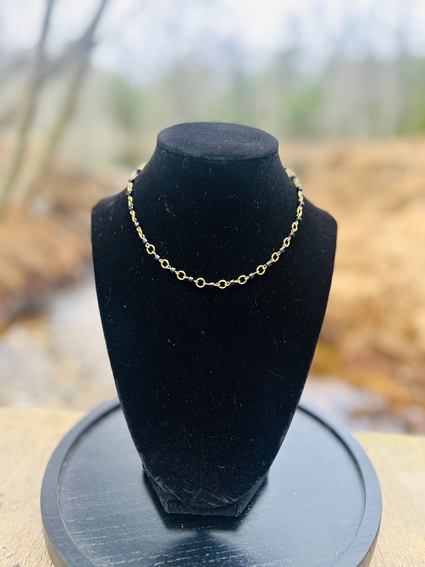 Golden Black Obsidian Necklace!