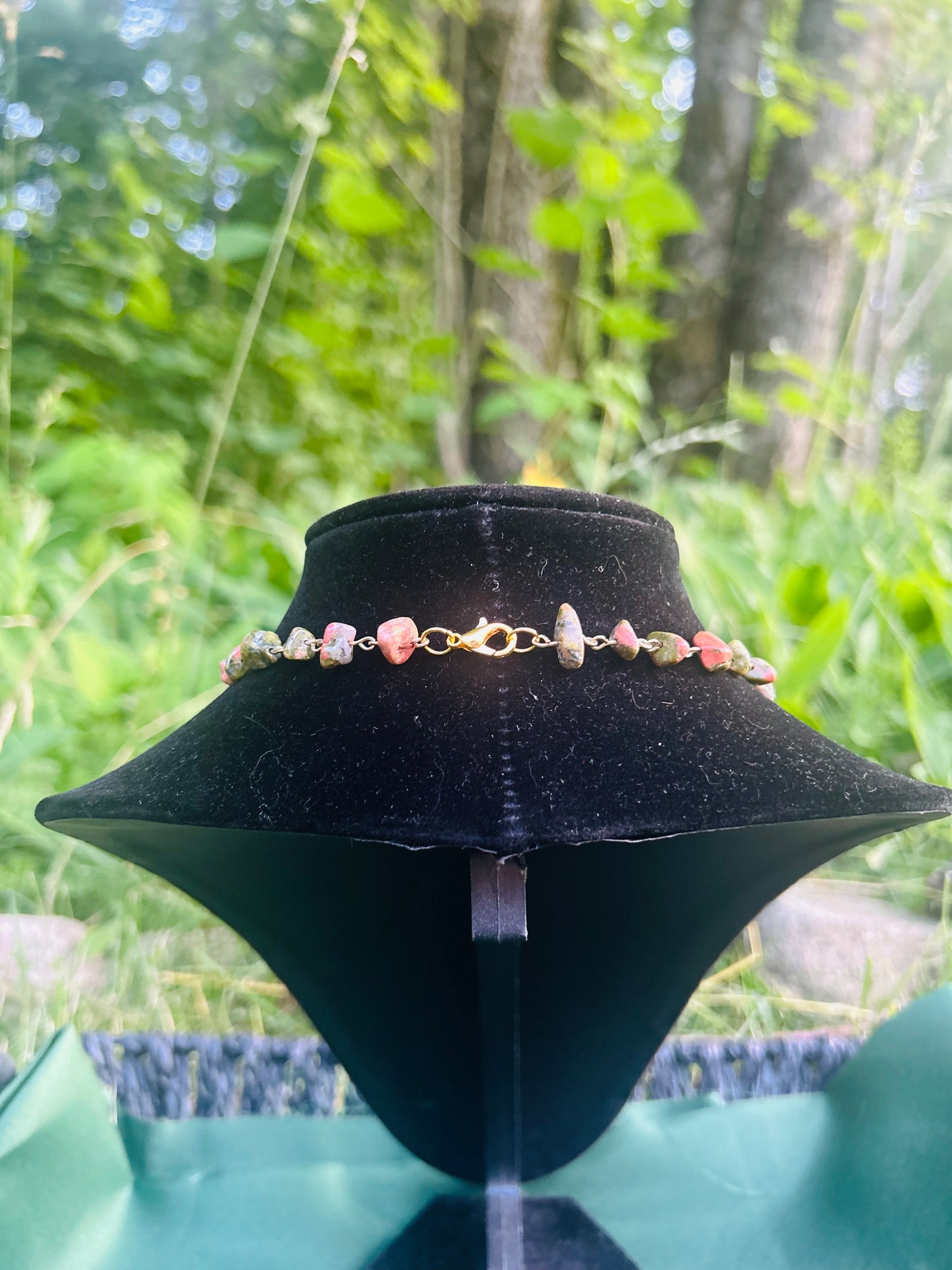 Handmade Gold Unakite Necklace