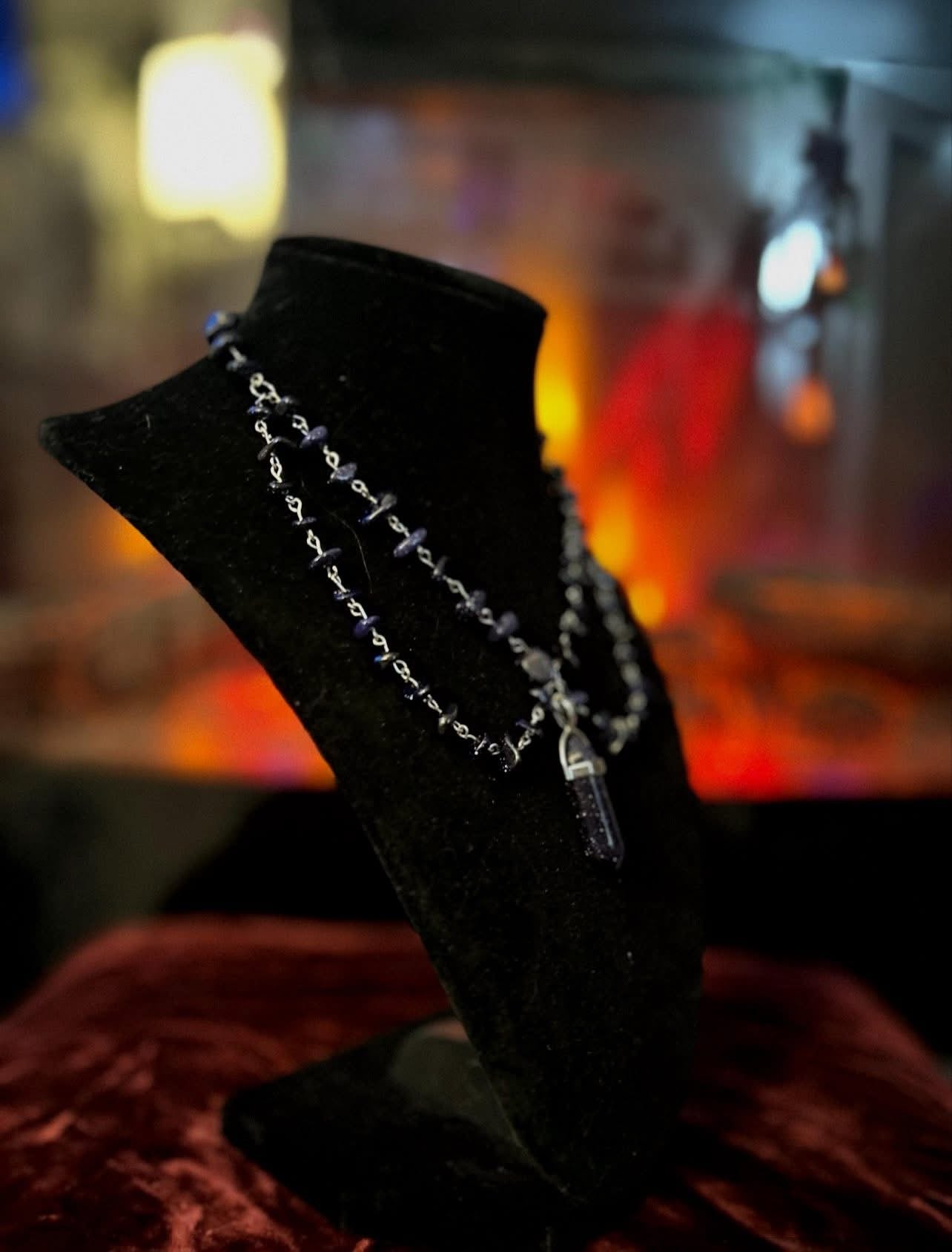 Handmade Silver Blue Goldstone Necklace!!!