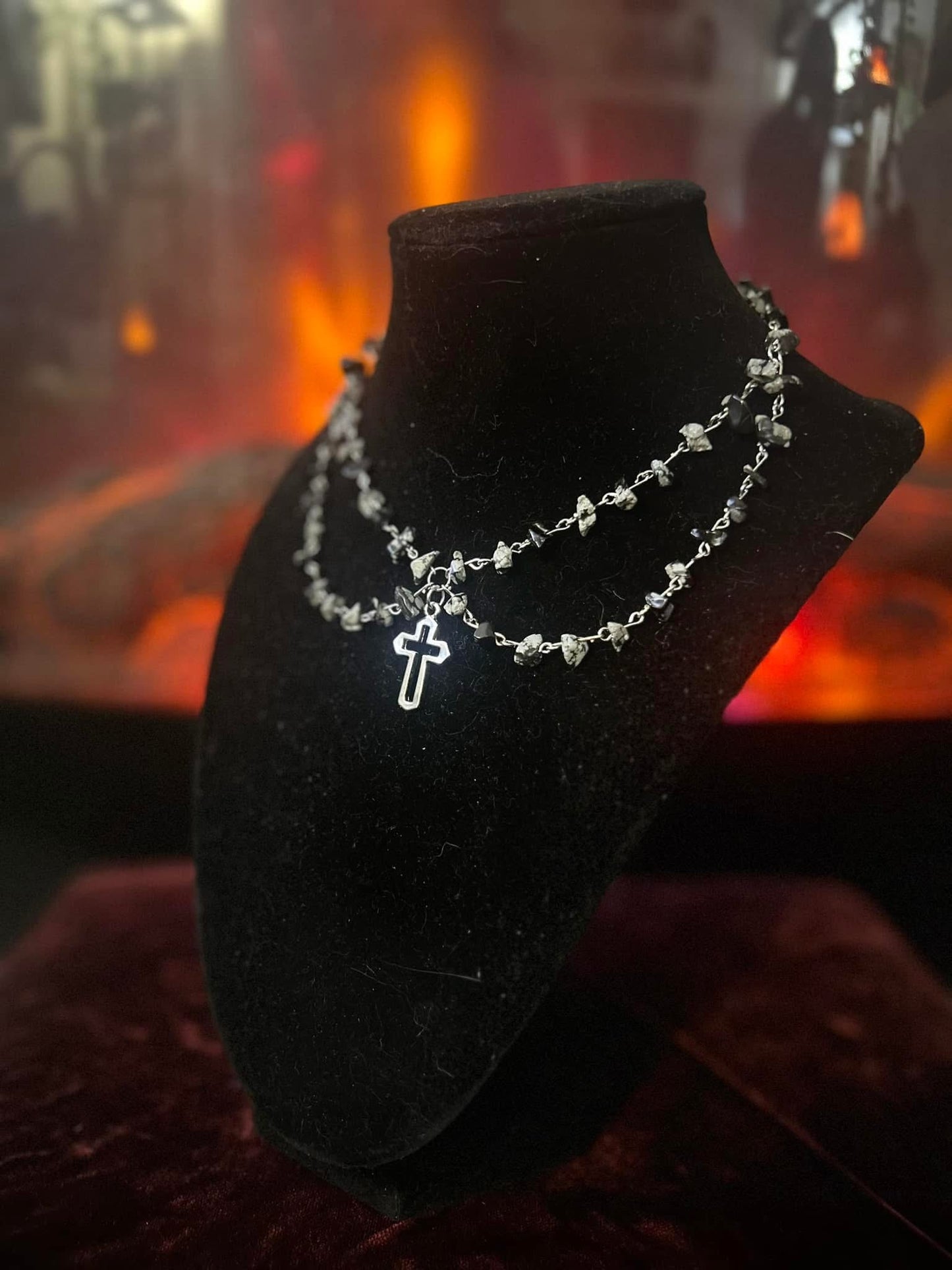 Handmade Silver Snowflake Obsidian Necklace!!!