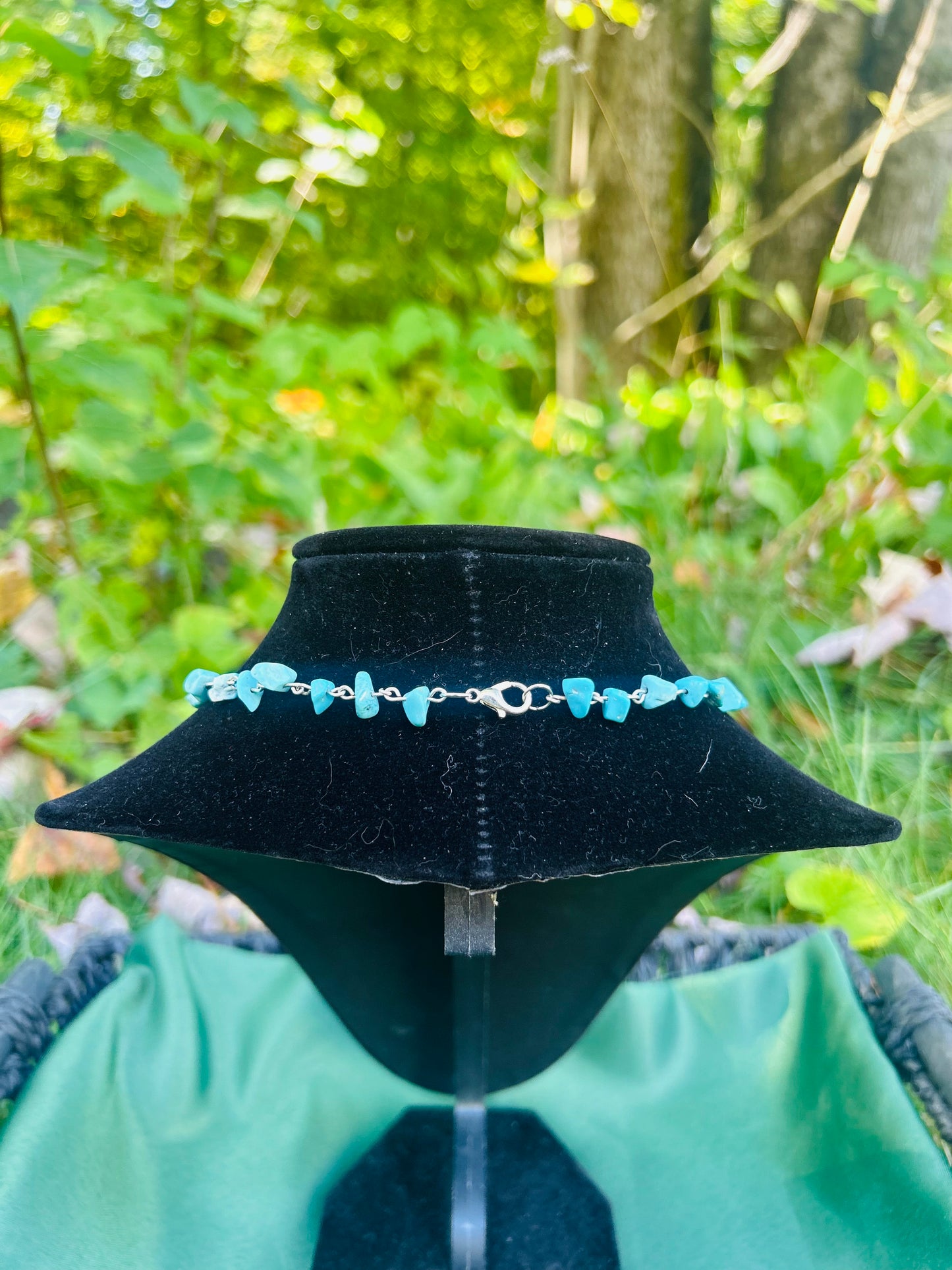 Handmade Silver Faux Turquoise Necklace!!