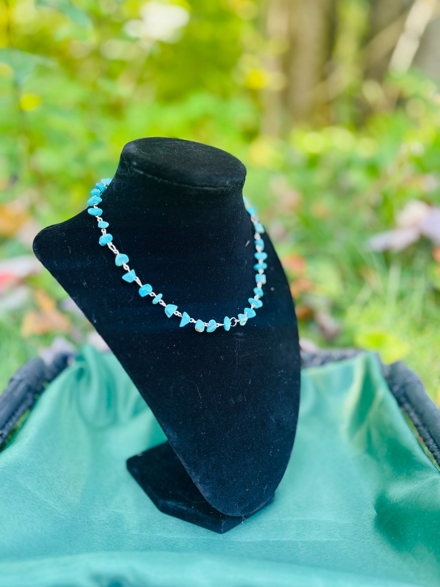 Handmade Silver Faux Turquoise Necklace!!