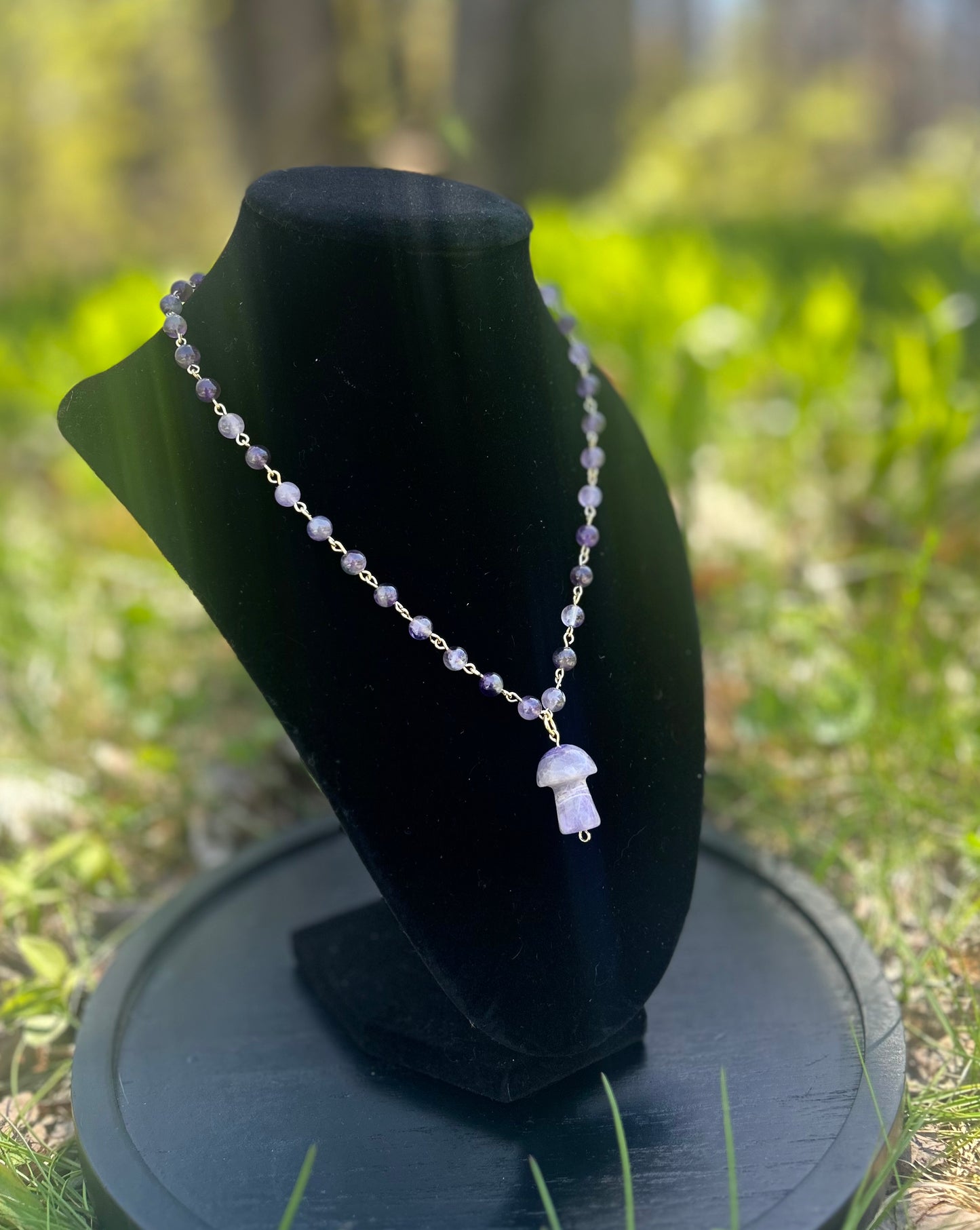 Golden Amethyst Mushroom Necklace!!!
