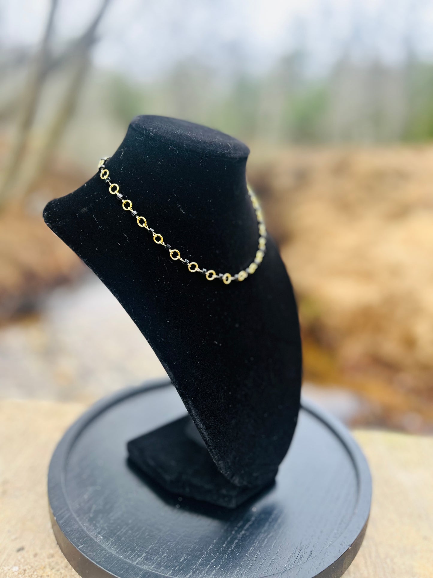 Golden Black Obsidian Necklace!