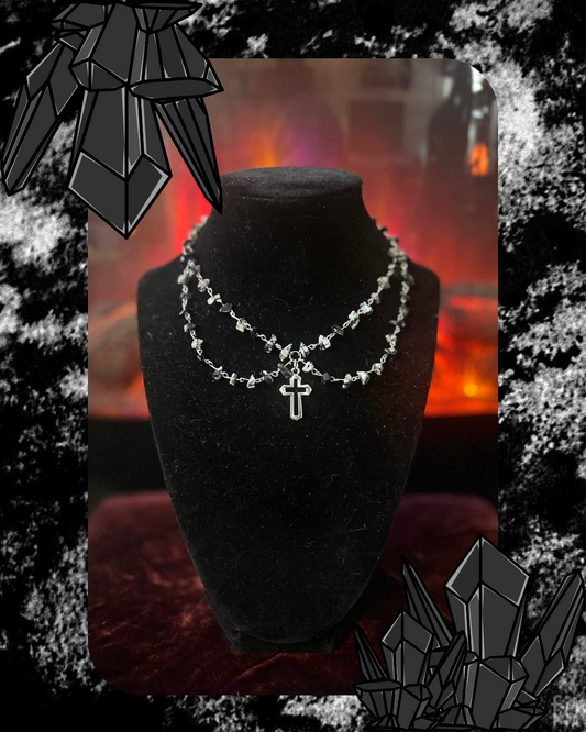 Handmade Silver Snowflake Obsidian Necklace!!!