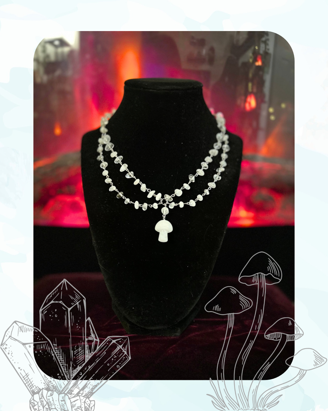 Handmade Quartz Mushroom Necklace!!!
