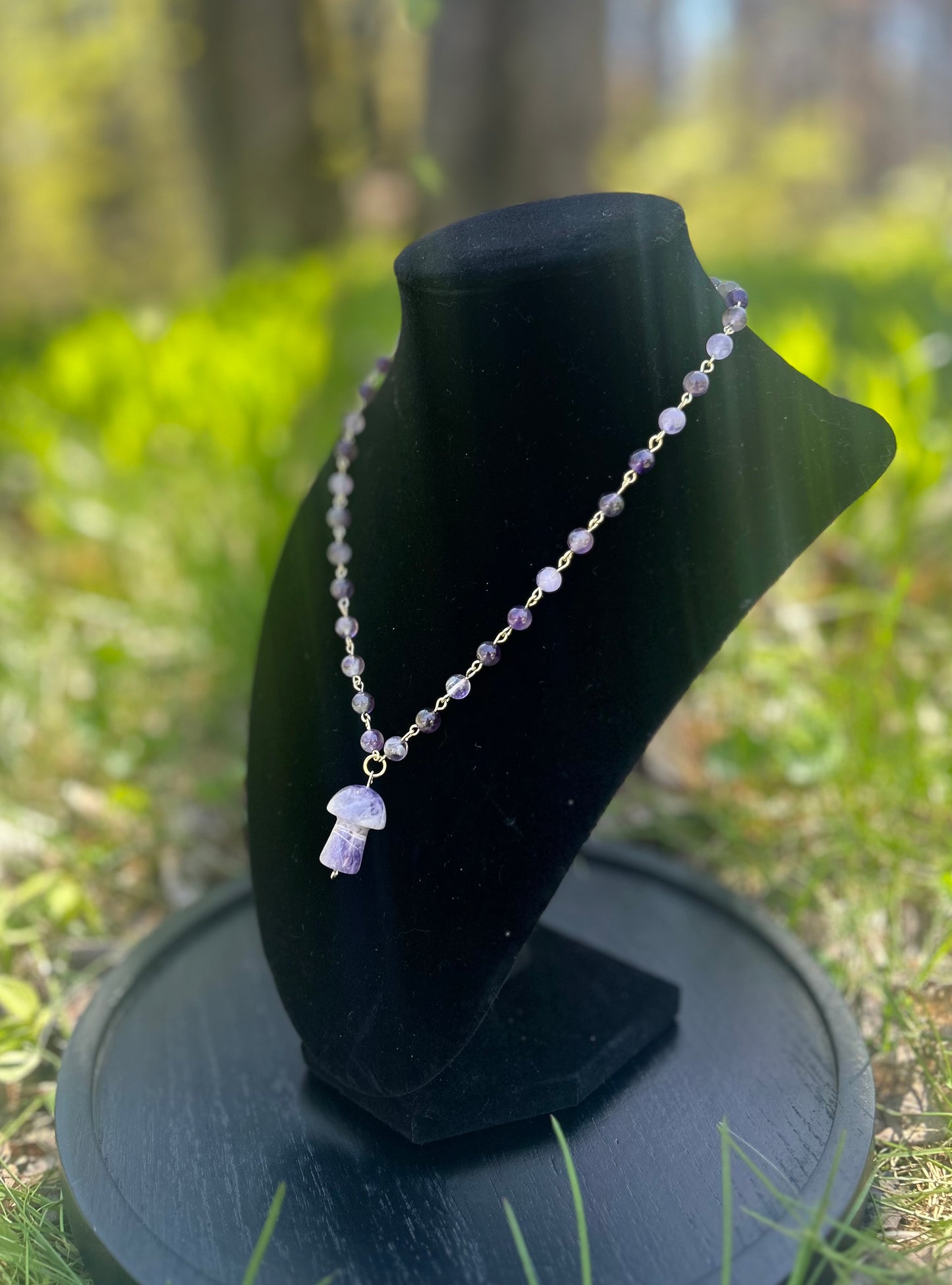 Golden Amethyst Mushroom Necklace!!!