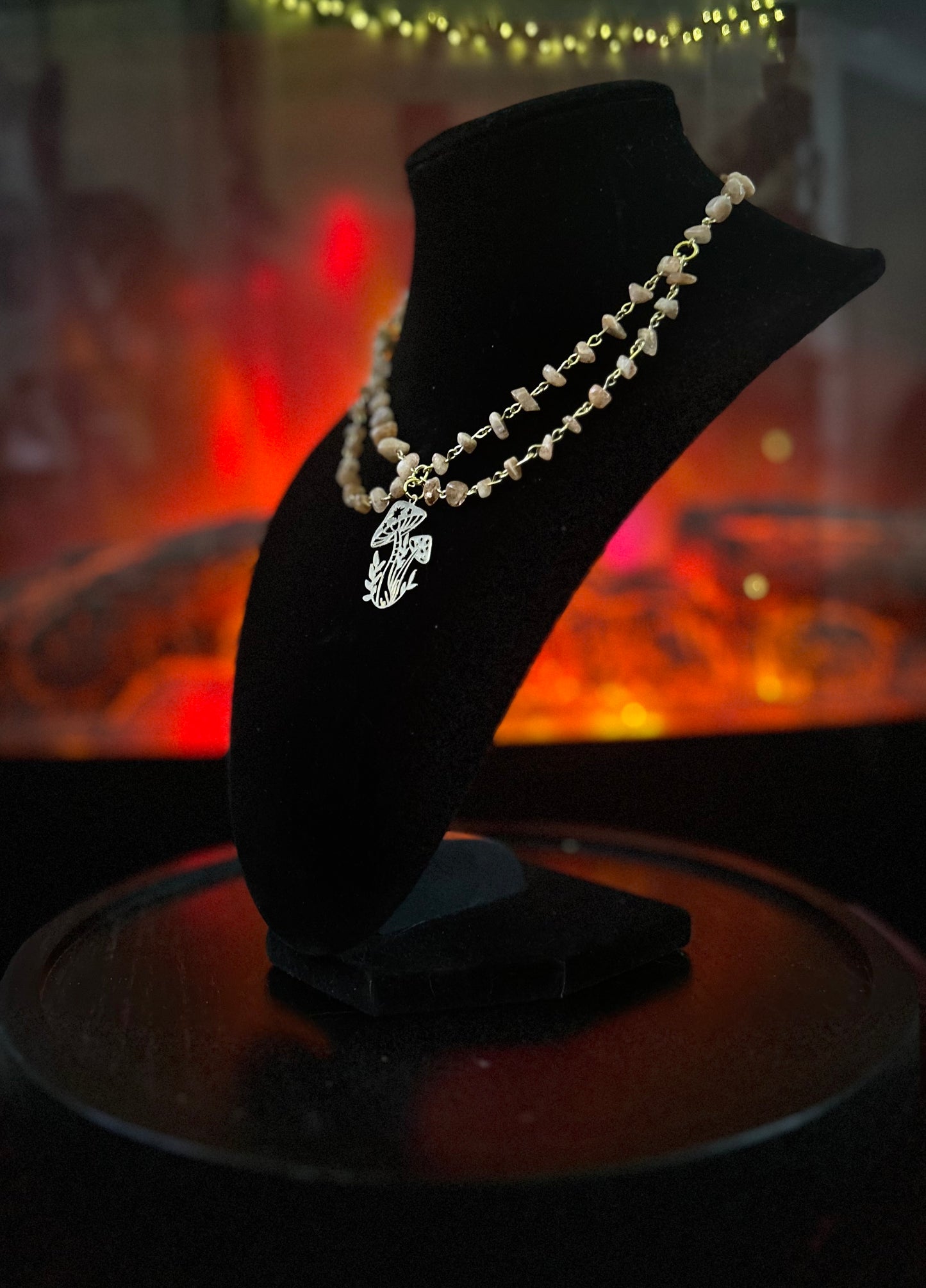 Golden Sunstone Mushroom Necklace!