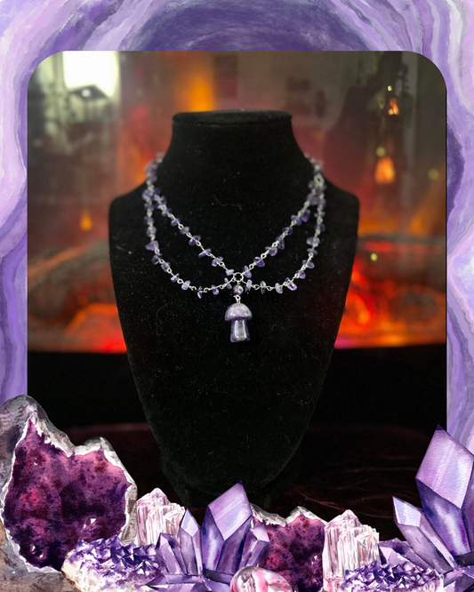 Handmade Silver Amethyst Mushroom Necklace!!!