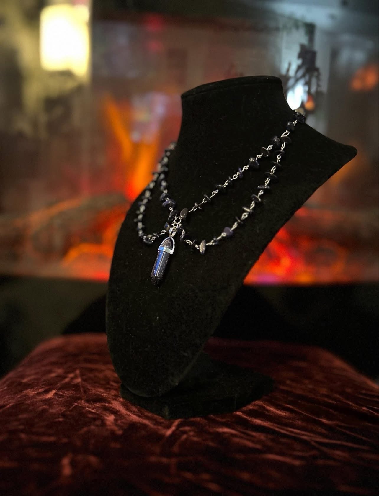 Handmade Silver Blue Goldstone Necklace!!!