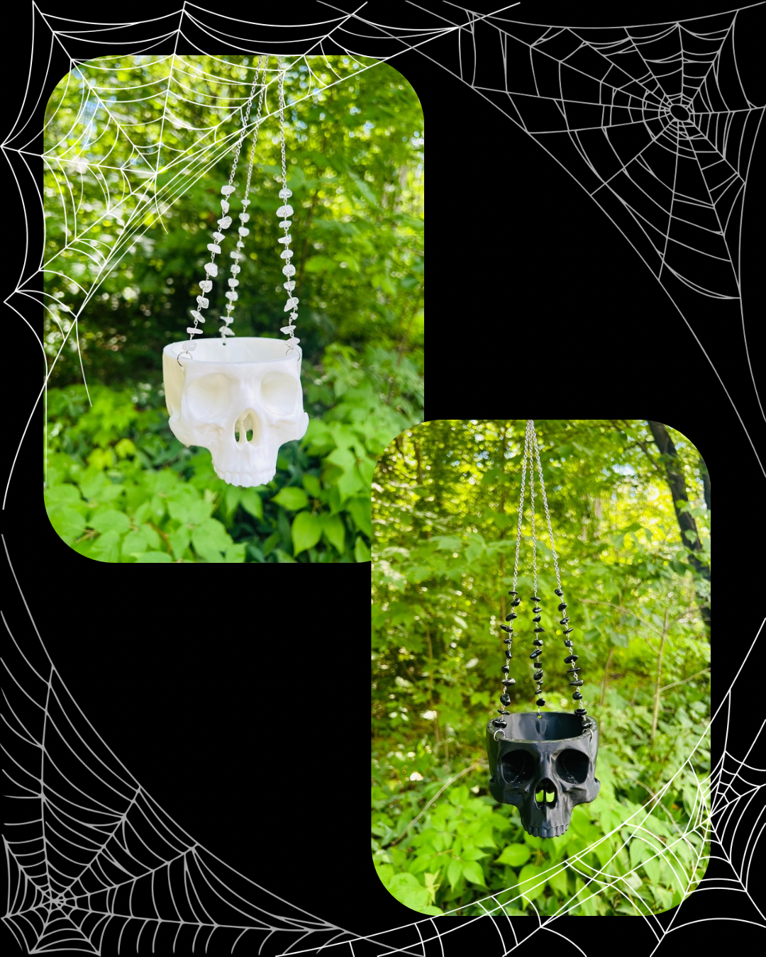 3d Printed Gemstone Hanging Skull Planters (small)