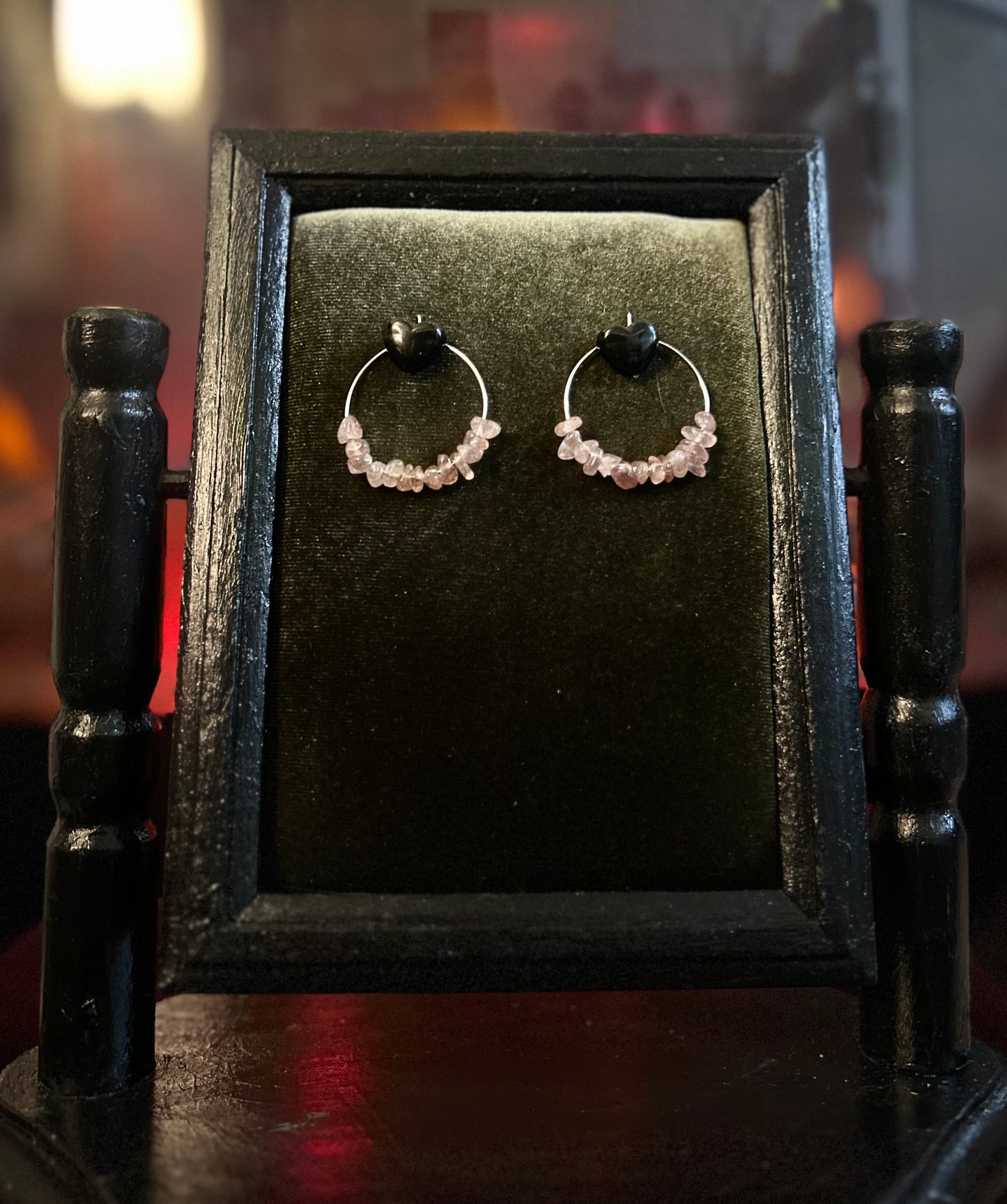 Silver Strawberry Quartz Hoop Earrings!!!
