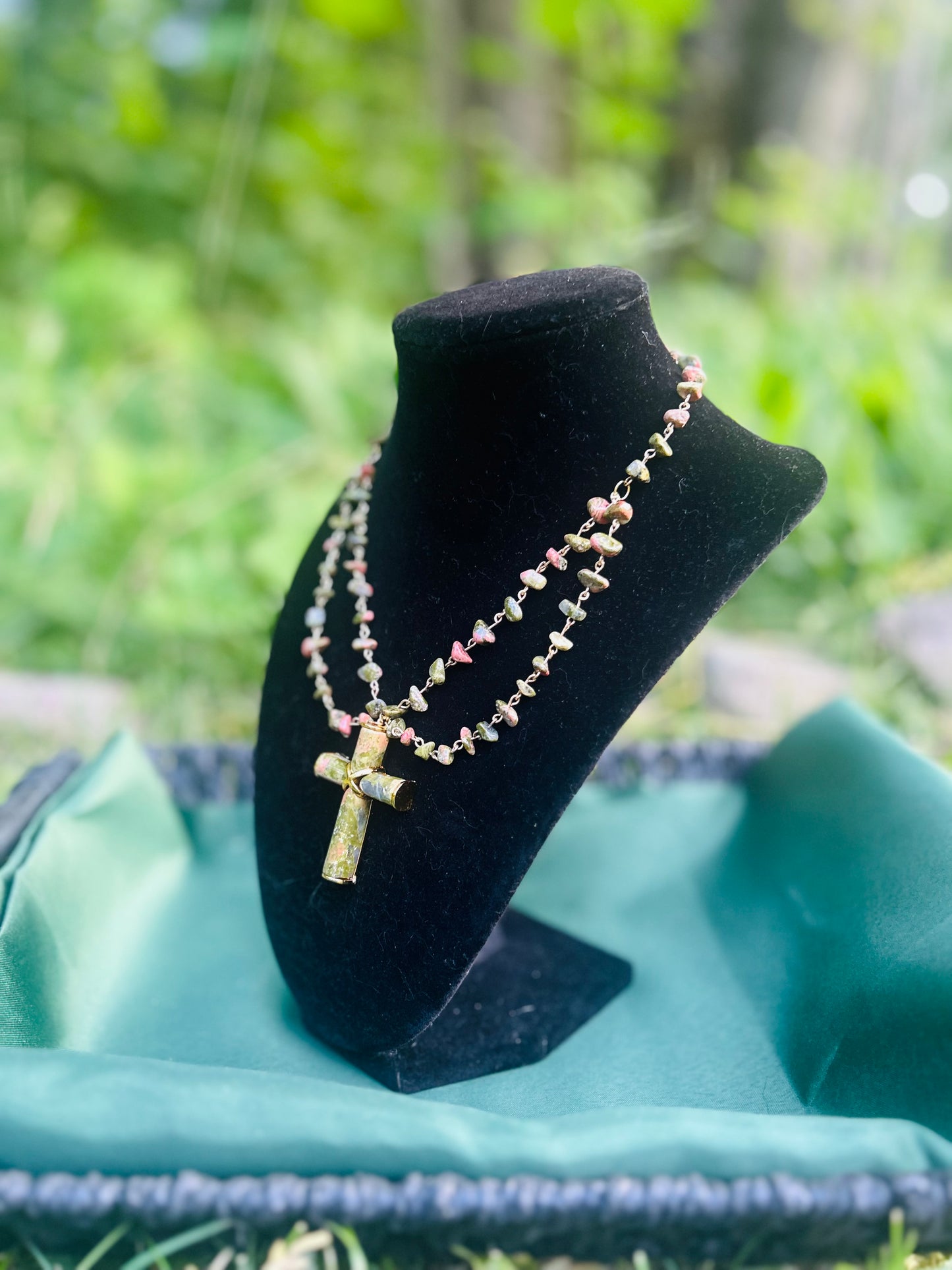 Handmade Gold Unakite Necklace