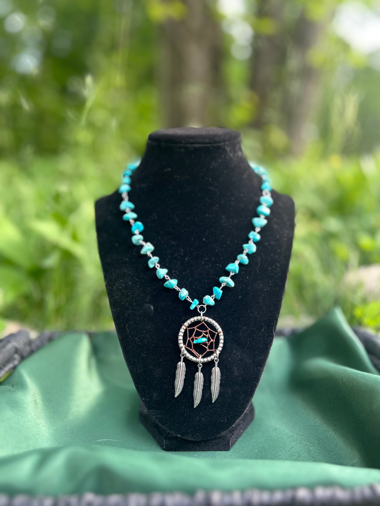Handmade Silver Turquoise Dream Catcher Necklace!!