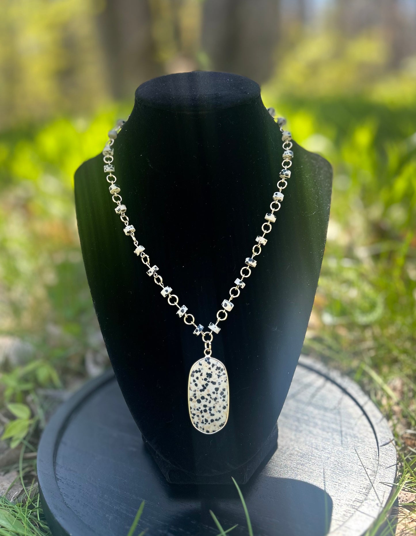 Golden Dalmatian Jasper Necklace!