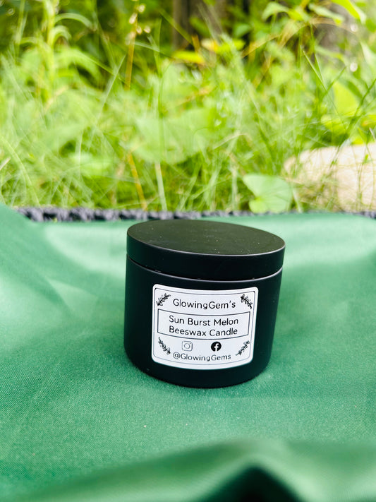 Hand-Poured Sun Burst Melon Beeswax Candle! (4oz)