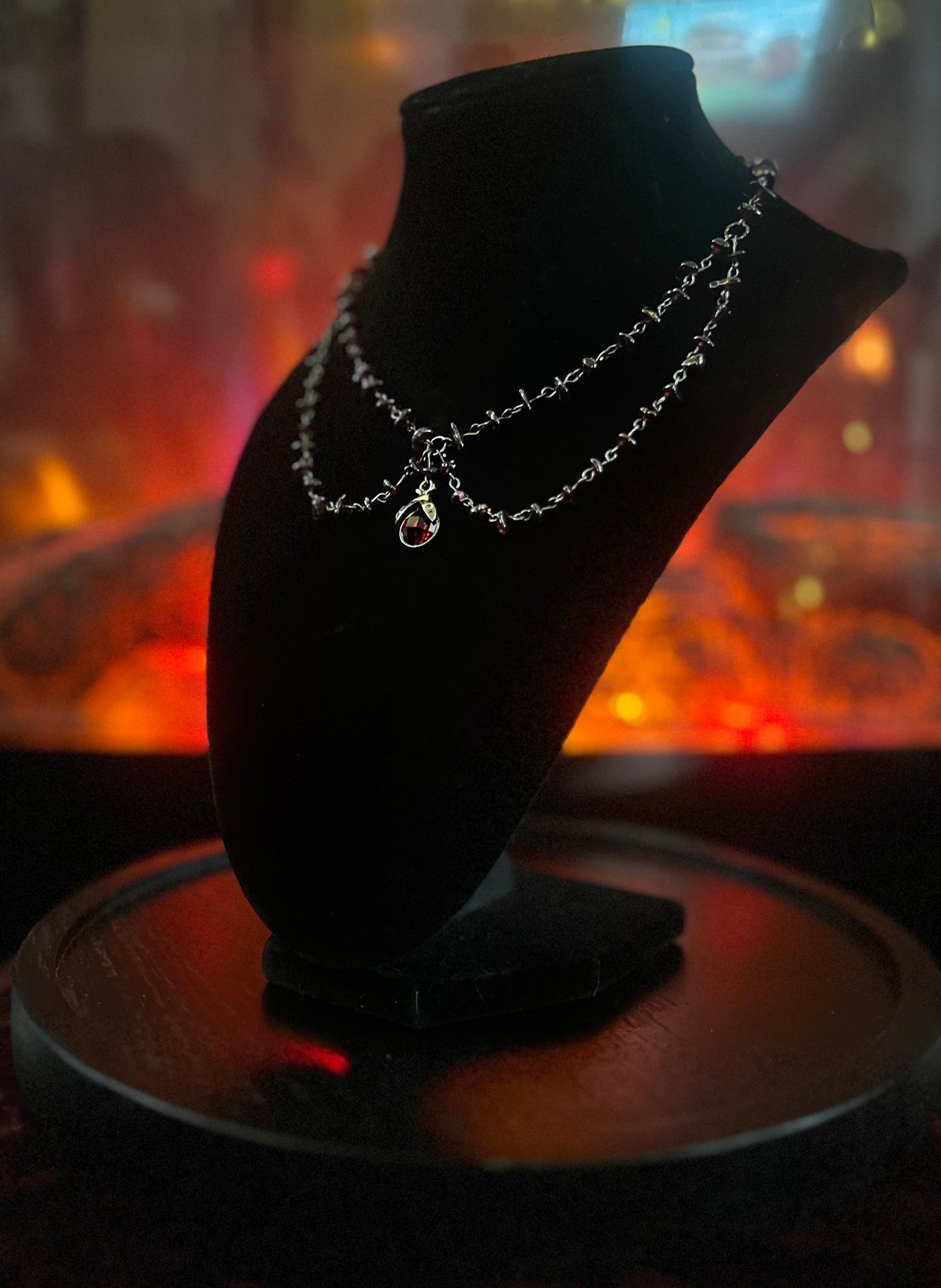 Black Garnet Lady Bug Necklace!!!