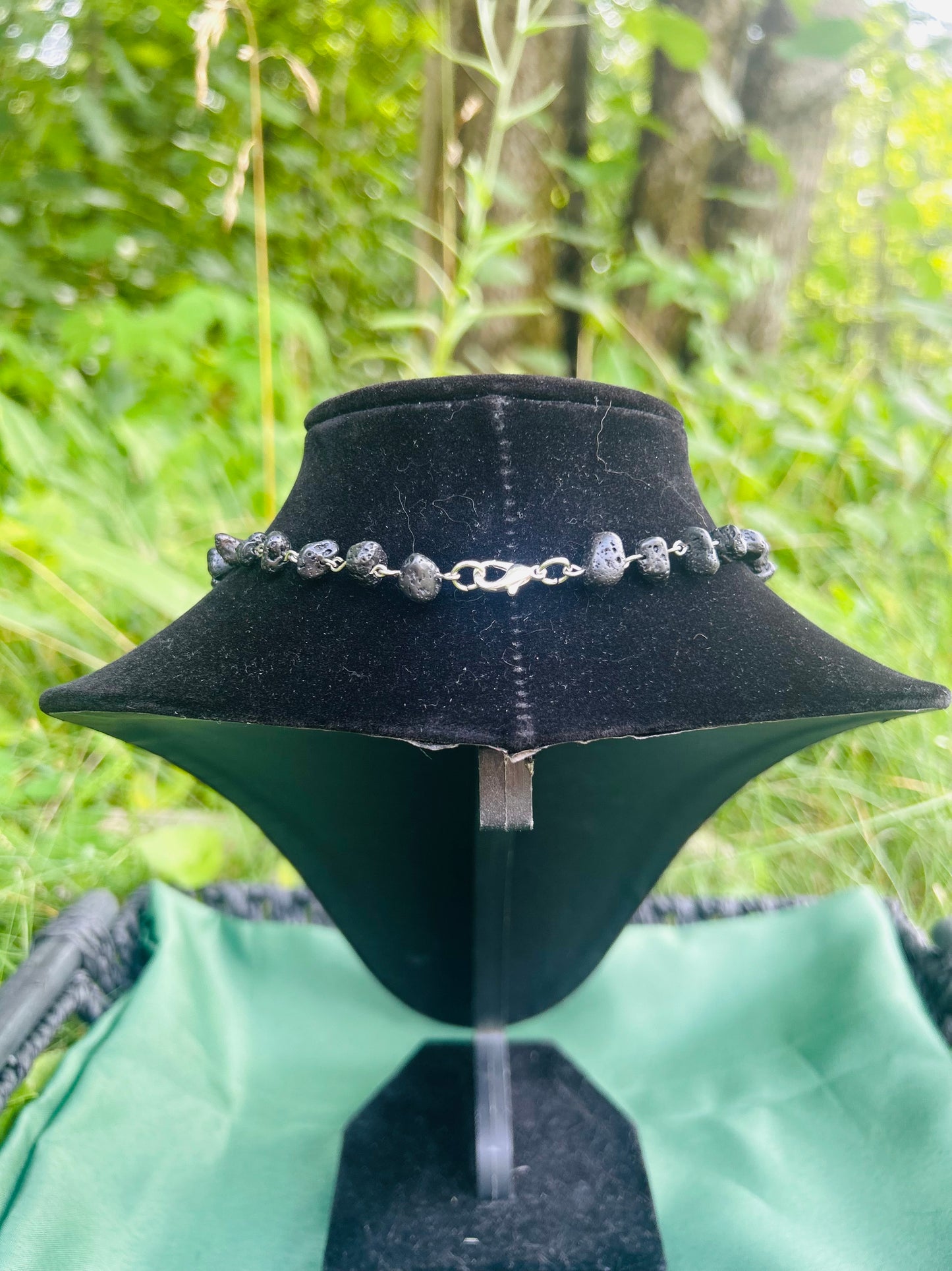 Handmade Black Lava Rock Necklace!