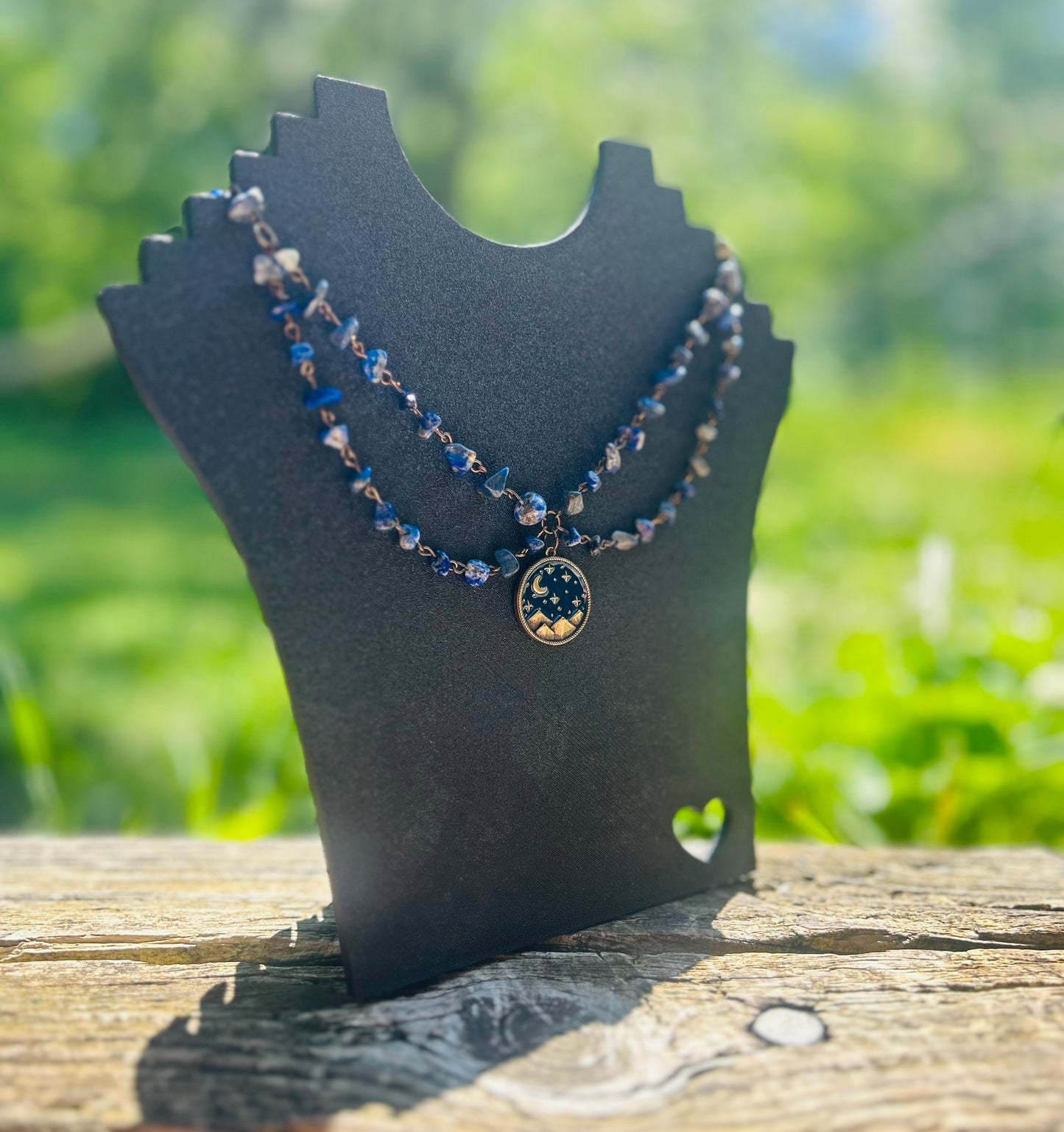 Brass Lapis Lazuli Moon Necklace!!!
