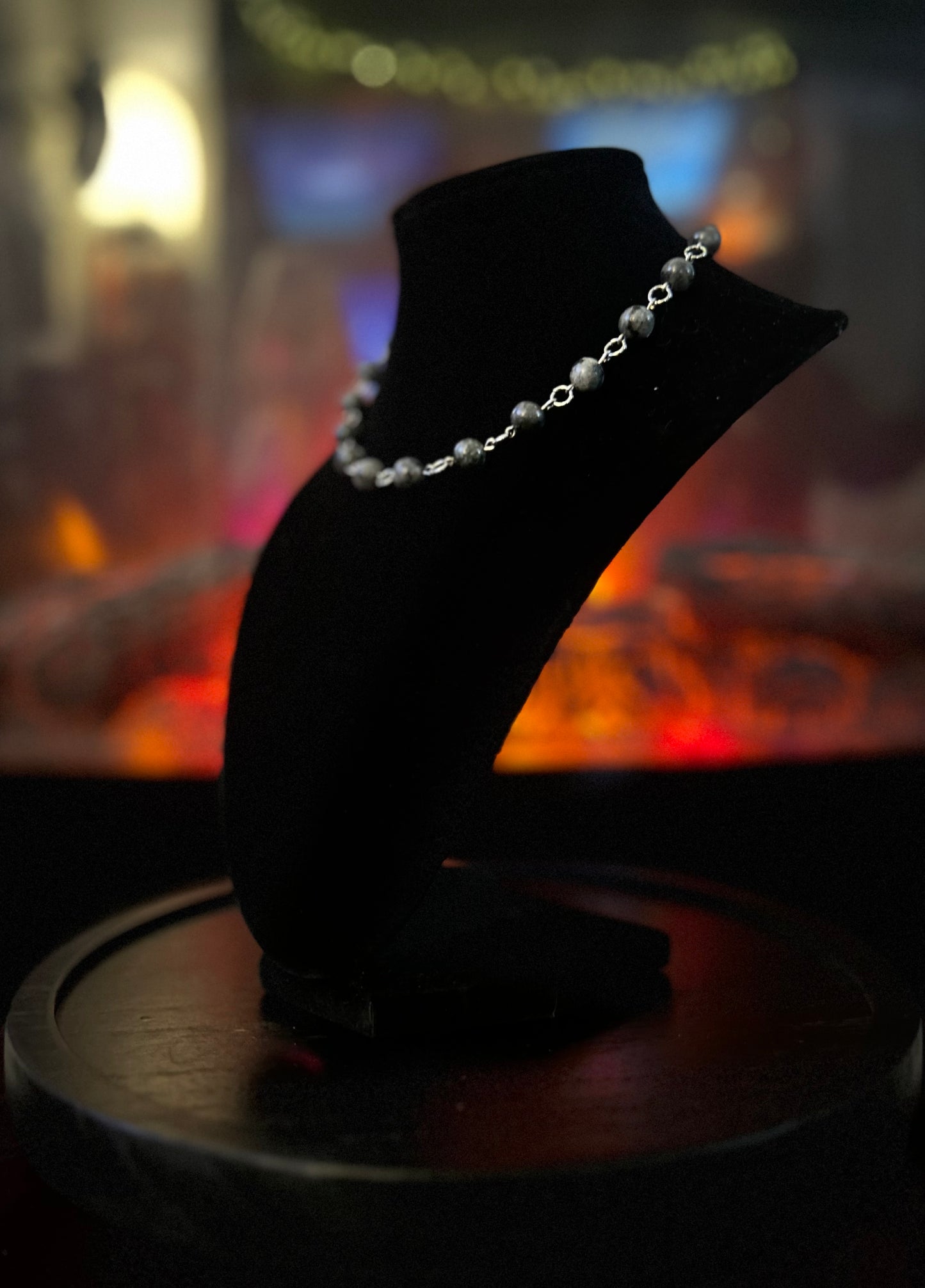 Silver Larvikite Necklace!!!