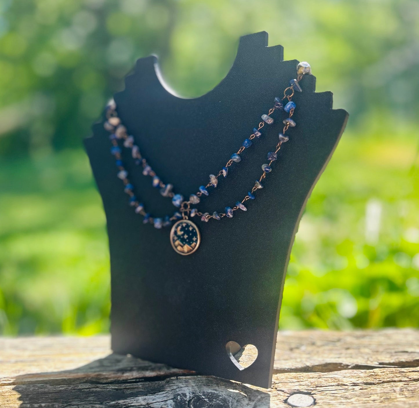 Brass Lapis Lazuli Moon Necklace!!!