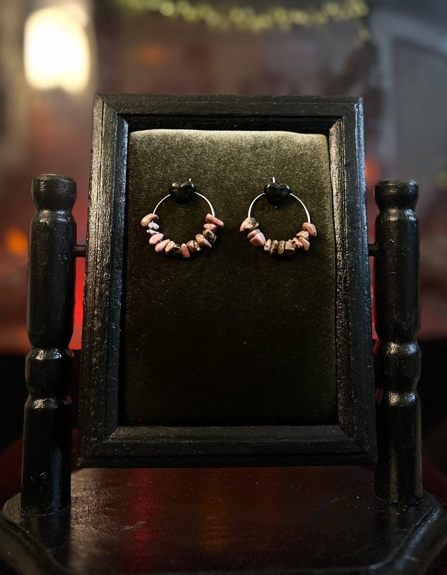 Silver Rhodonite Hoop Earrings!!!