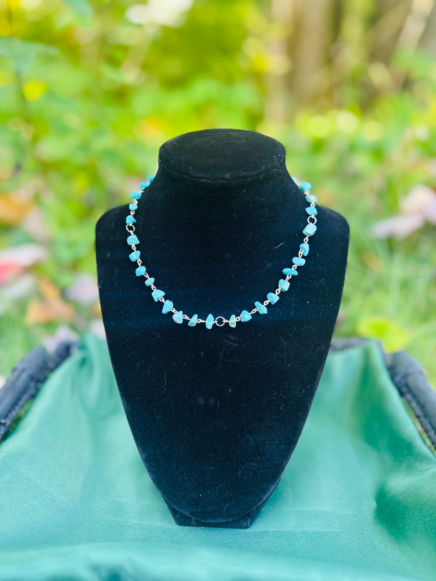 Handmade Silver Faux Turquoise Necklace!!