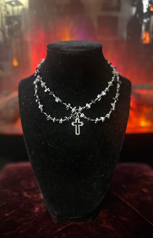 Silver Snowflake Obsidian Necklace!!!