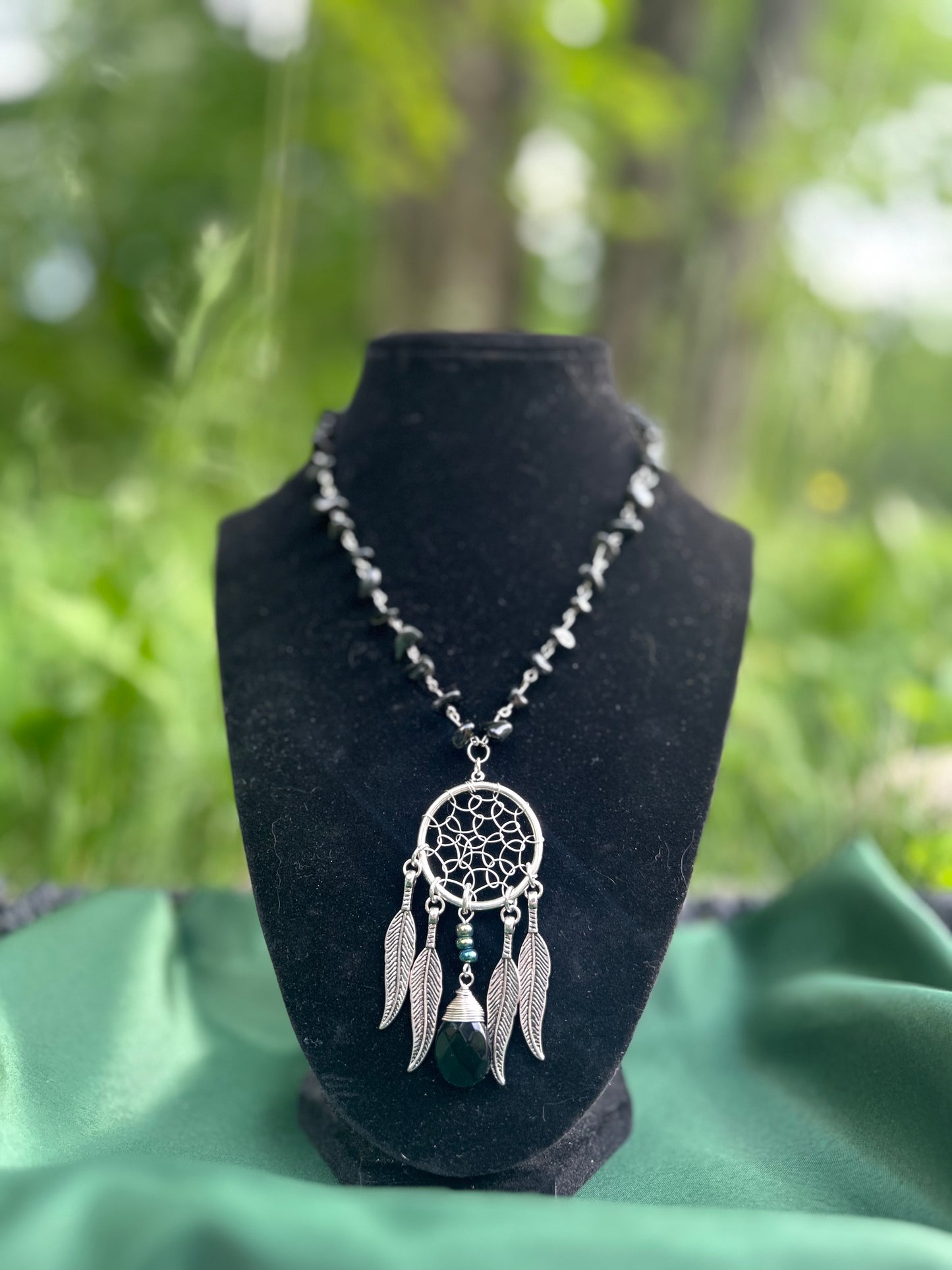 Handmade Silver Black Obsidian Dream Catcher Necklace!!!