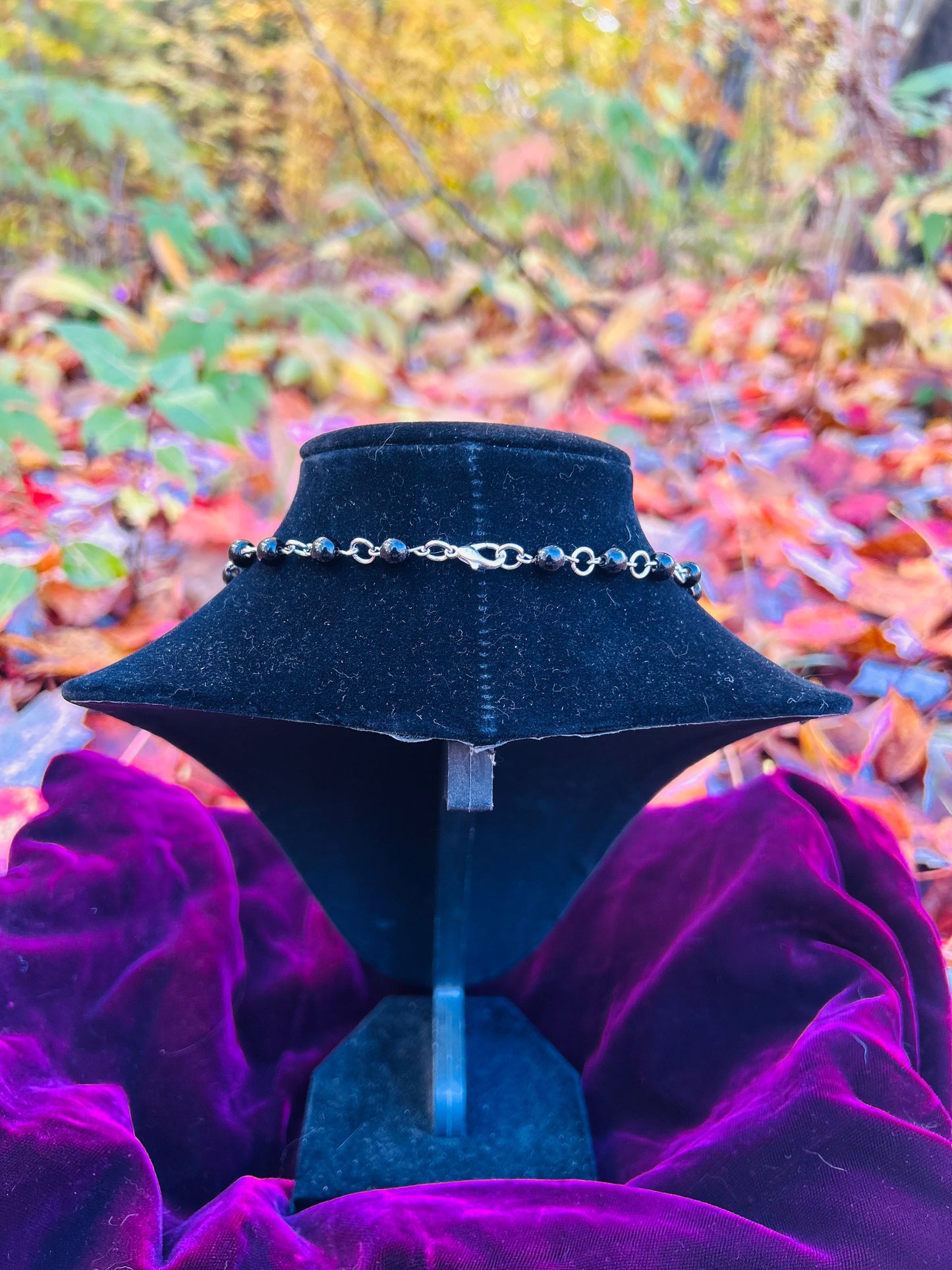 Handmade Silver Black Obsidian Bird Skull Necklace!