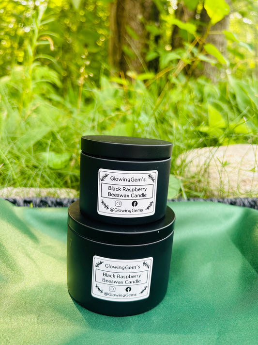 Hand-Poured Black Raspberry Beeswax Candle! (8oz - 4oz)