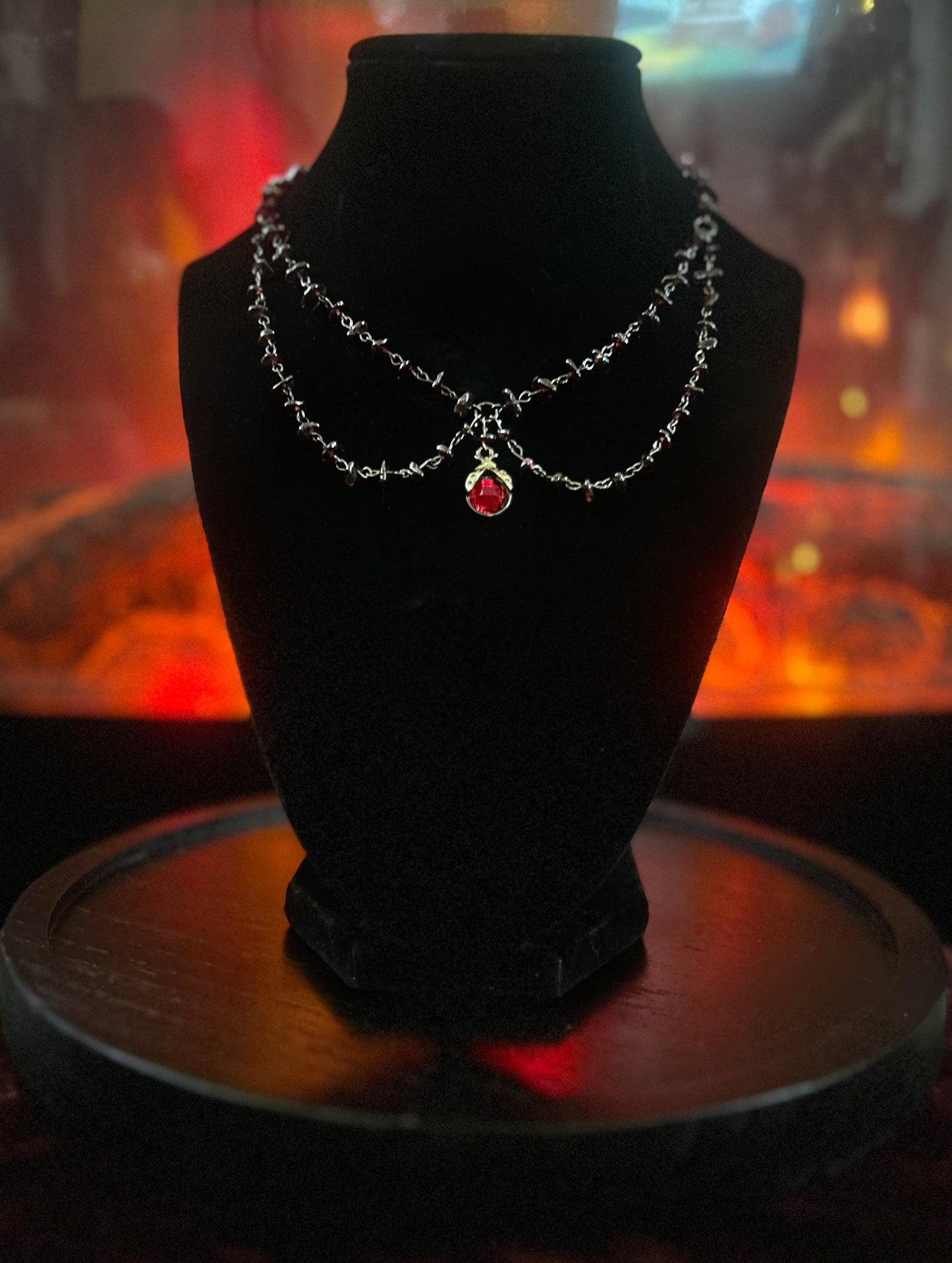 Black Garnet Lady Bug Necklace!!!