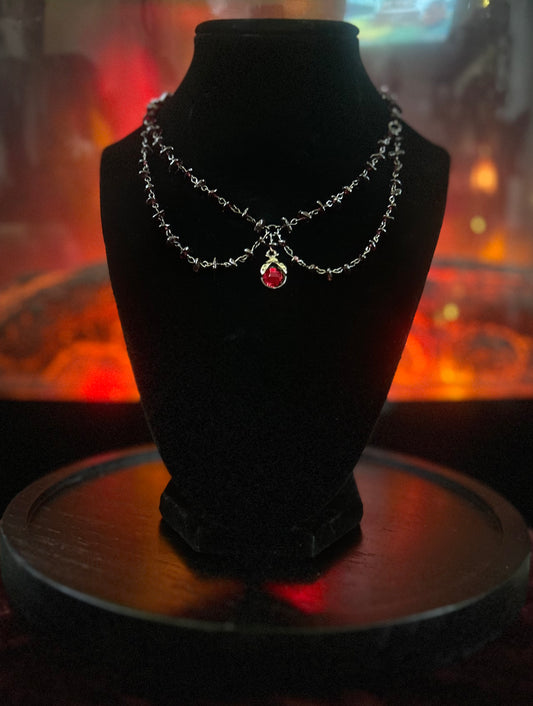 Black Garnet Lady Bug Necklace!!!