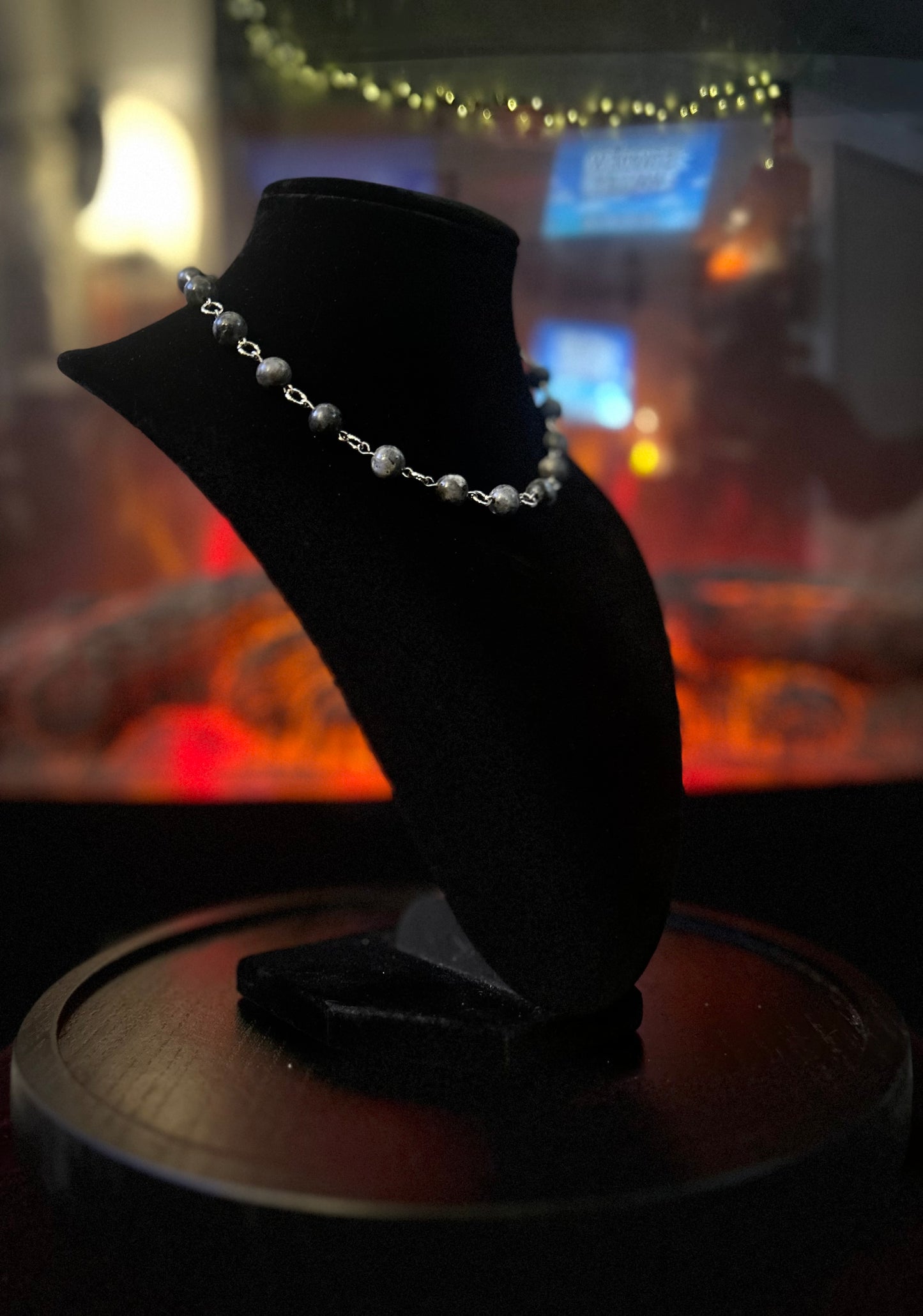 Silver Larvikite Necklace!!!