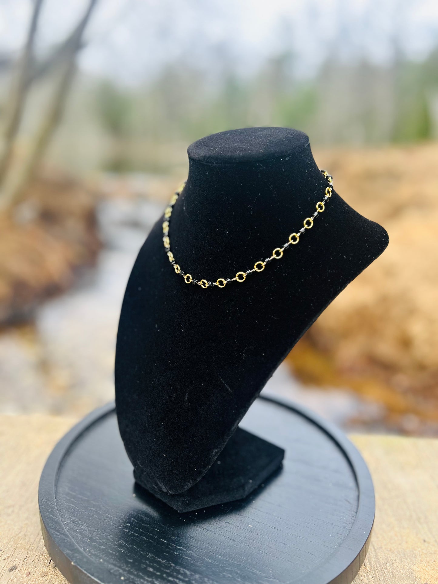 Golden Black Obsidian Necklace!