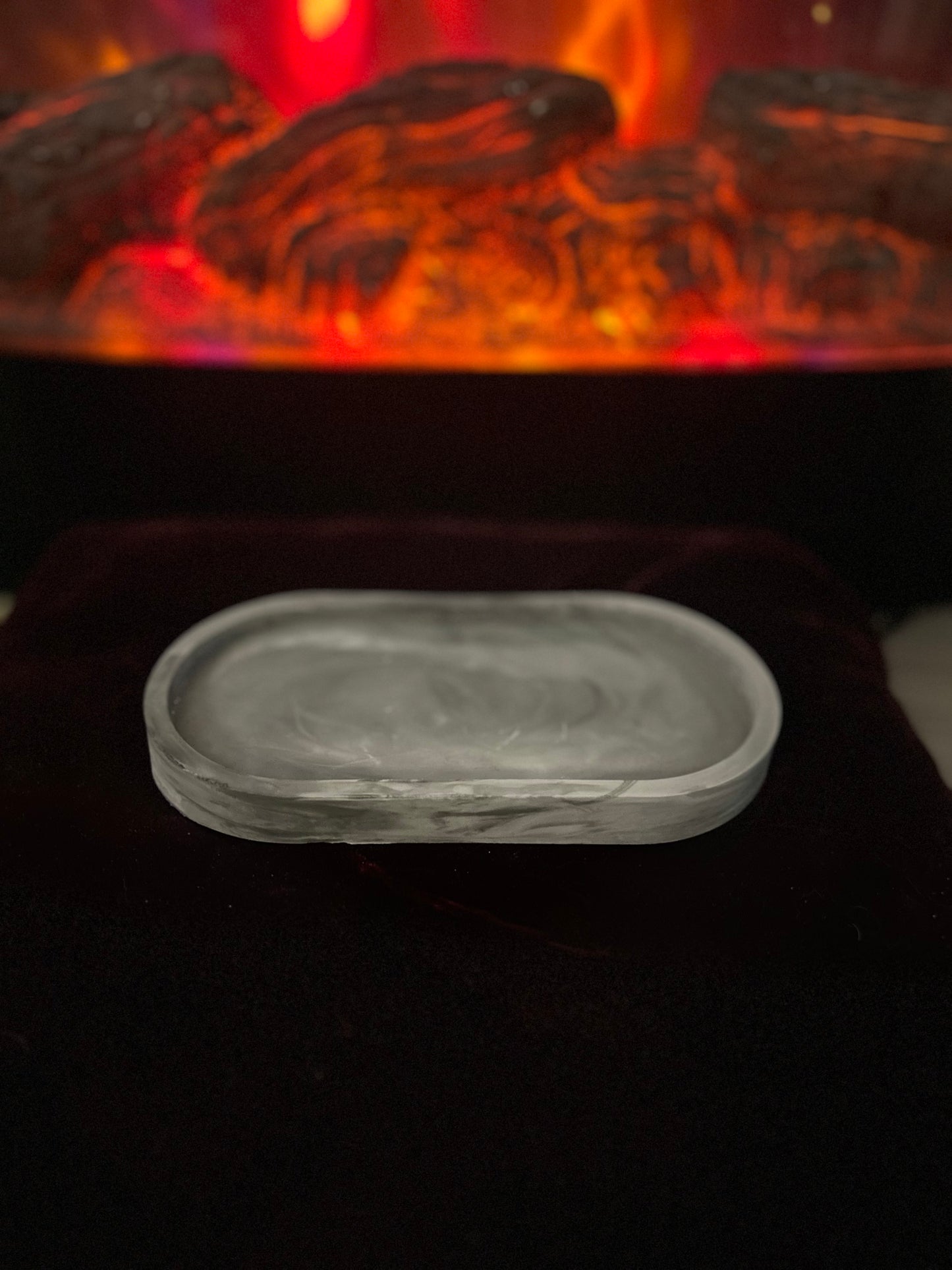 Handmade Black Ceramic Trinket Tray & Mushroom Jar