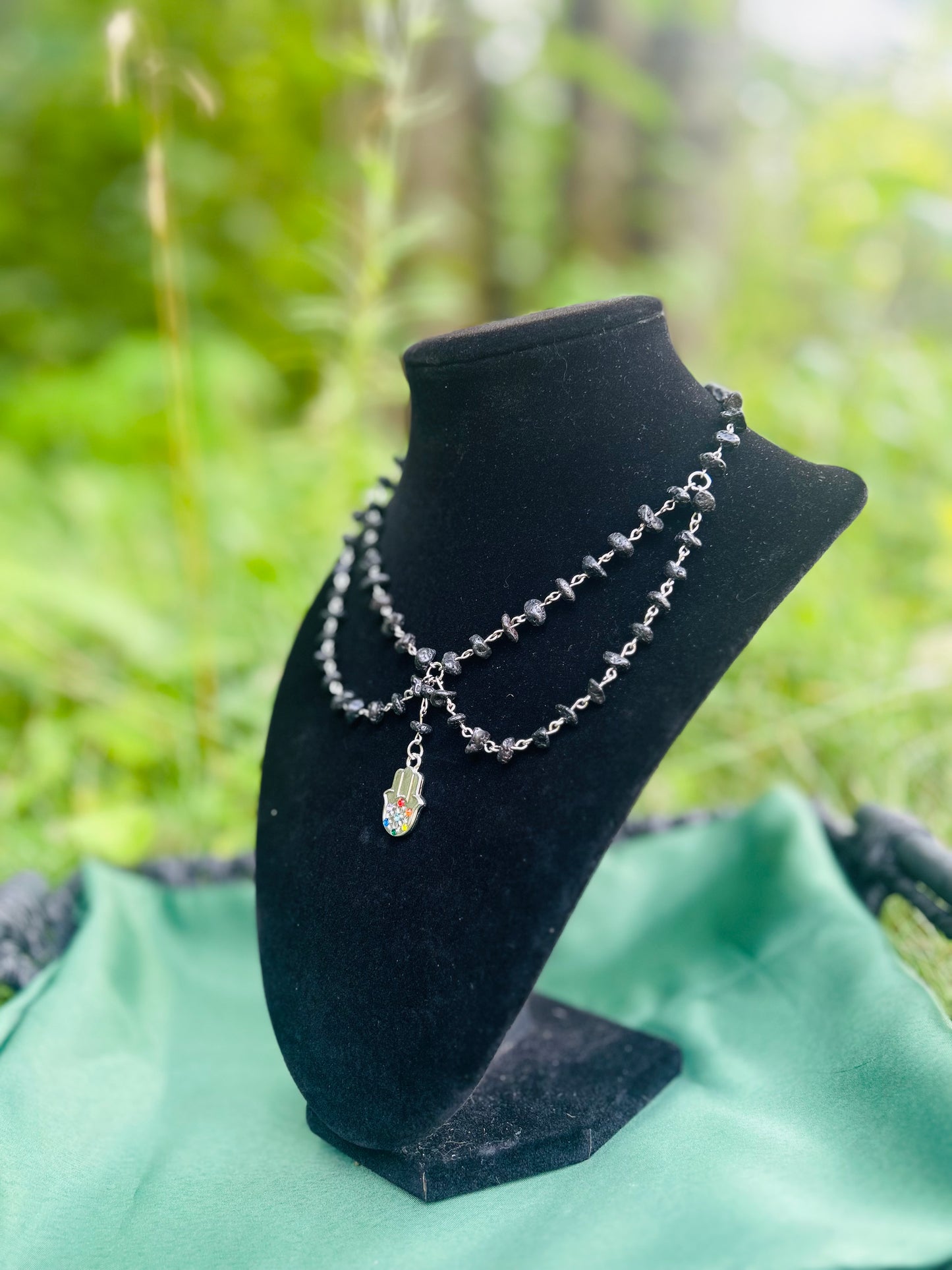 Handmade Black Lava Rock Necklace!