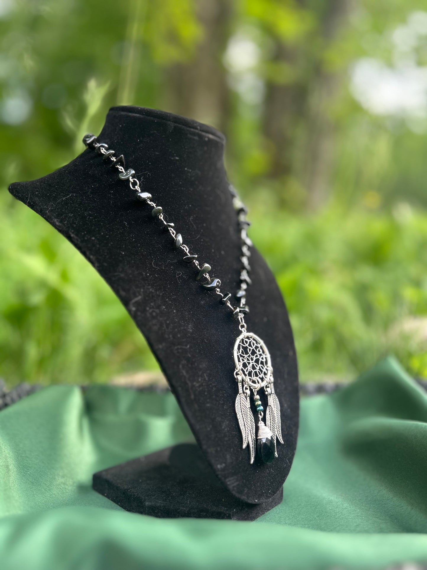 Handmade Silver Black Obsidian Dream Catcher Necklace!!!