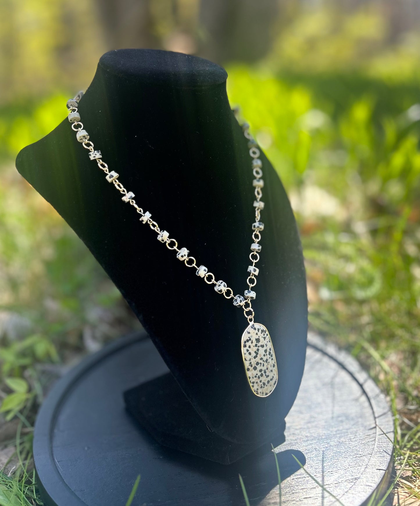 Golden Dalmatian Jasper Necklace!