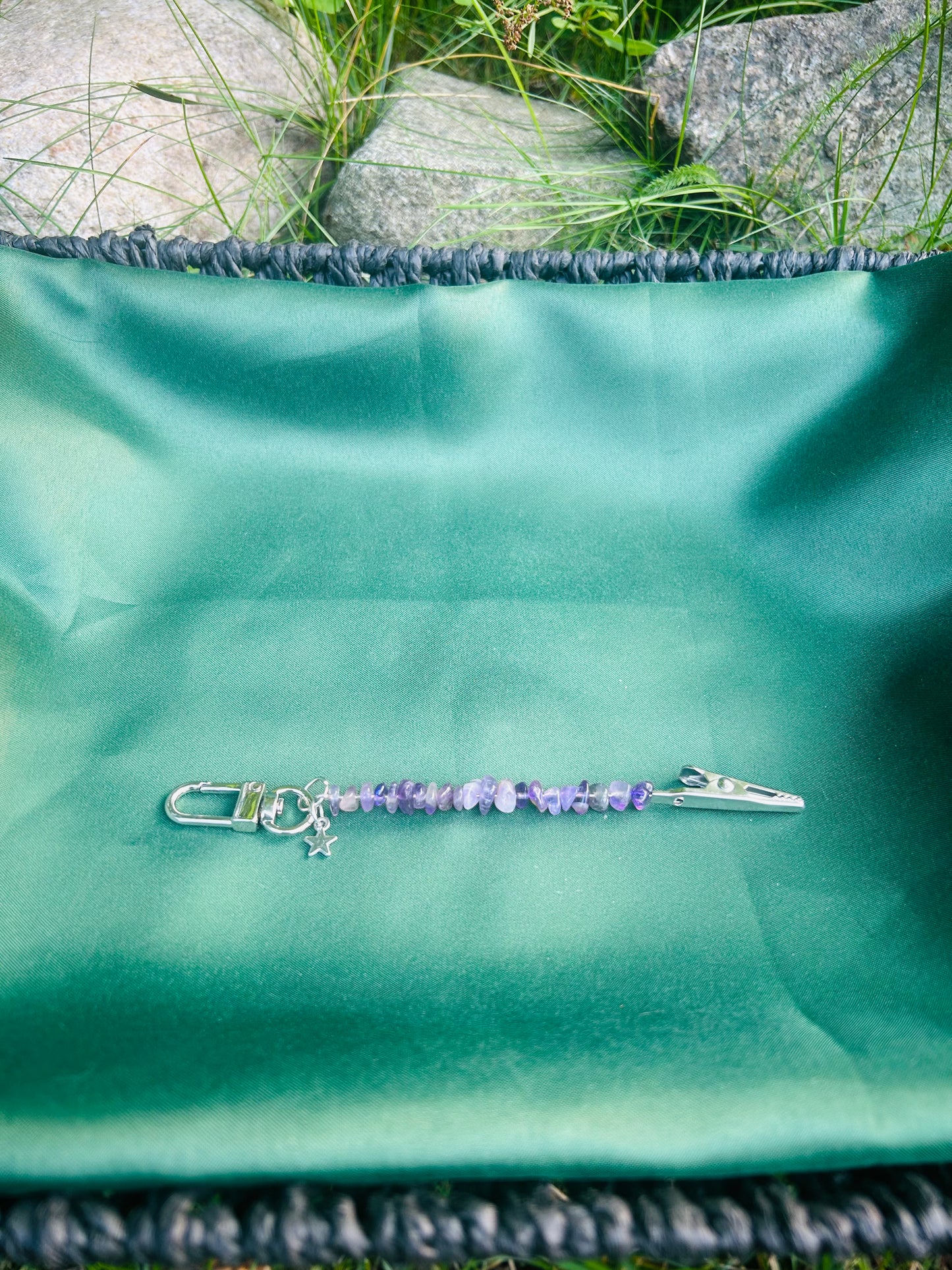 Handmade Gemstone Roach/Card Clip Key Chain!