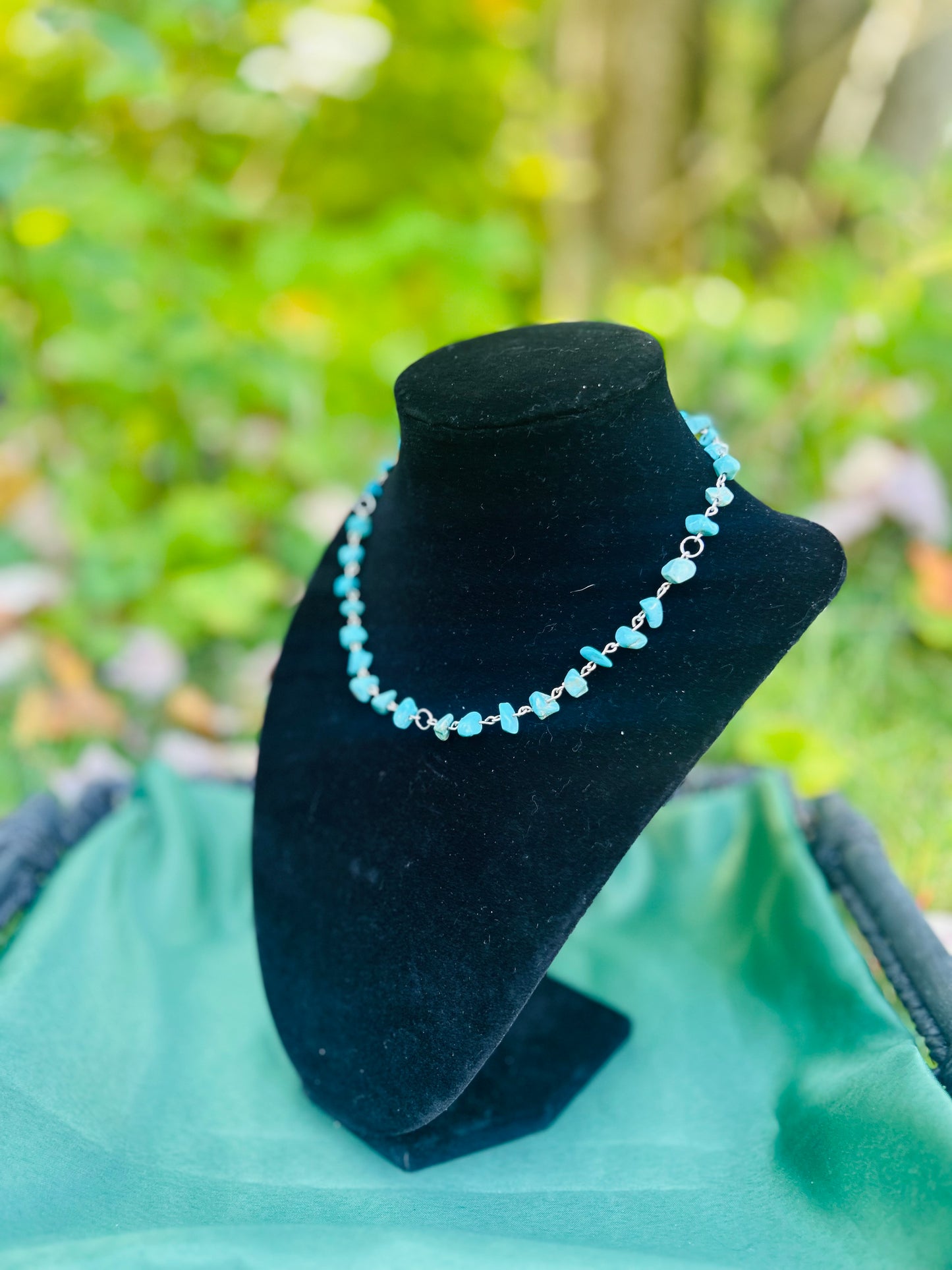 Handmade Silver Faux Turquoise Necklace!!