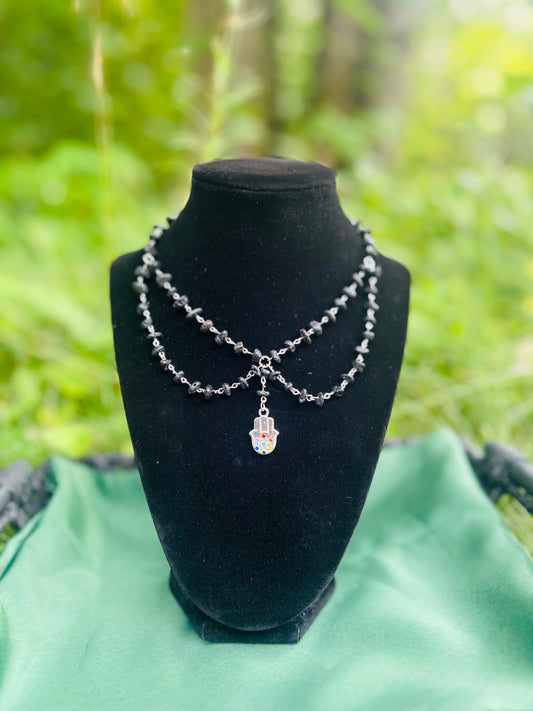Handmade Black Lava Rock Necklace!