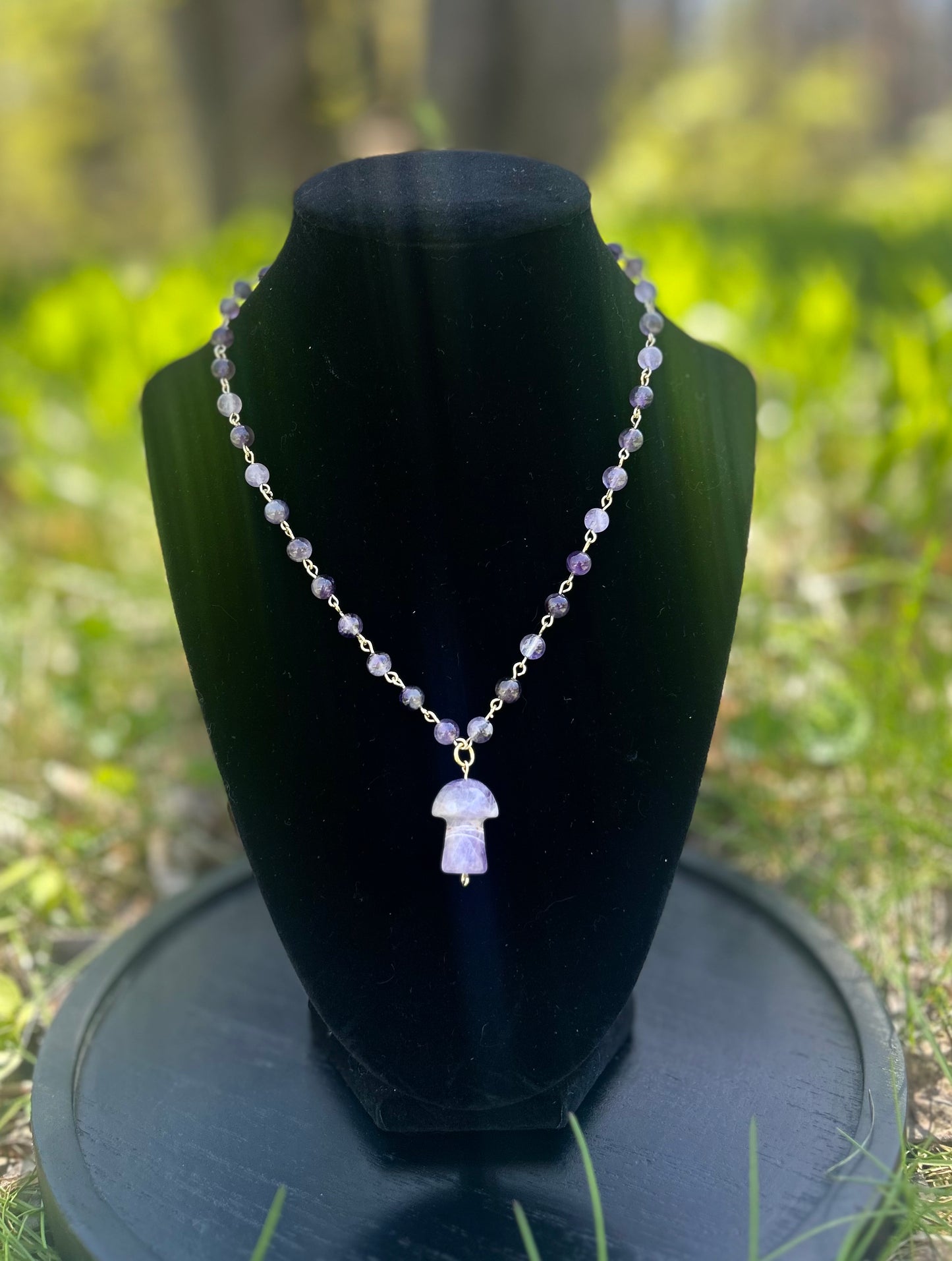 Golden Amethyst Mushroom Necklace!!!