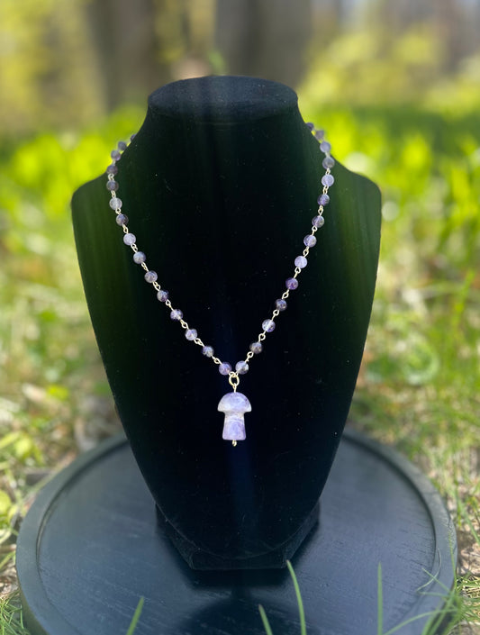 Golden Amethyst Mushroom Necklace!!!