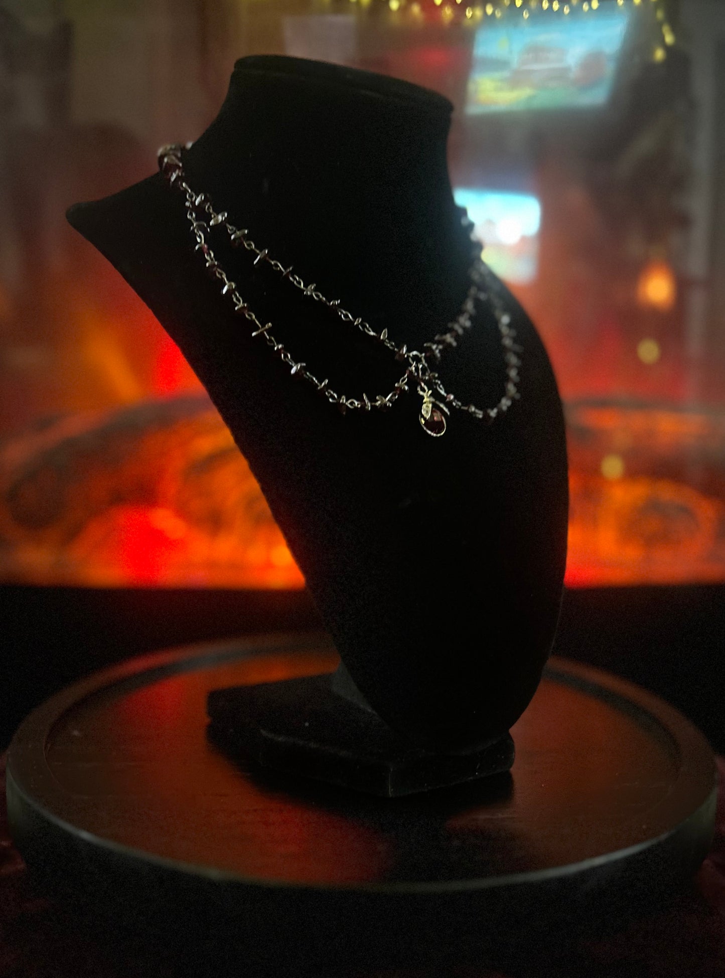 Black Garnet Lady Bug Necklace!!!