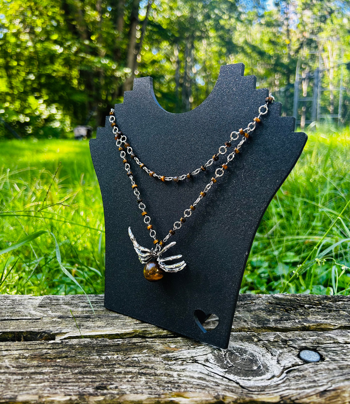 Silver Tigers Eye Spider Necklace!